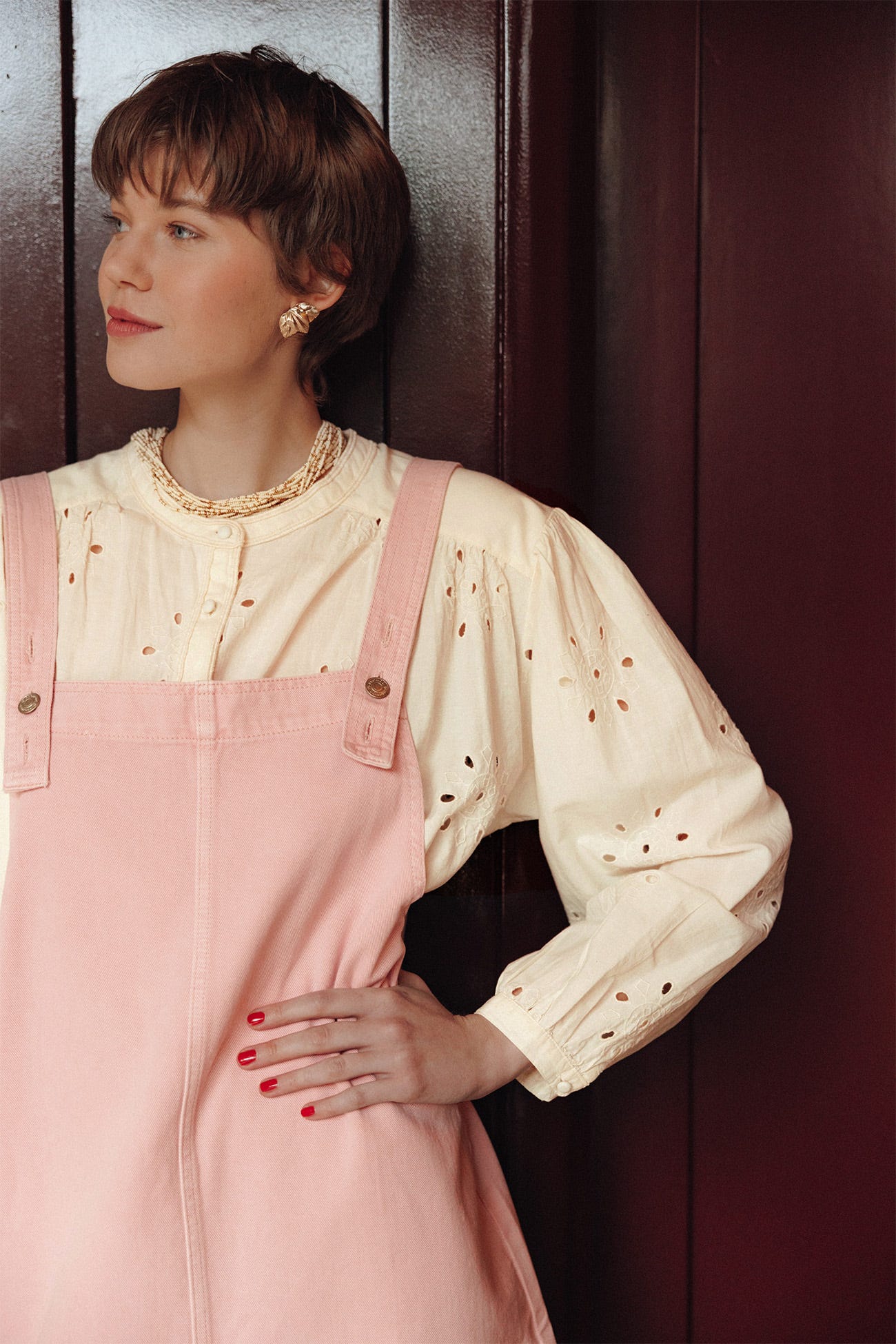 Robe-salopette courte en jean