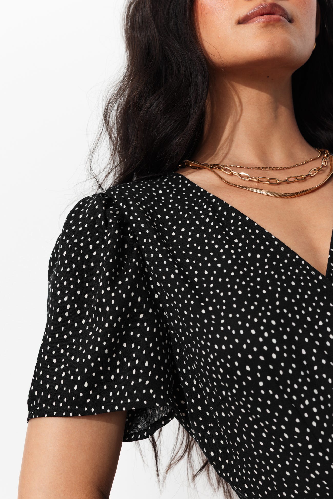 Robe longue portefeuille pois