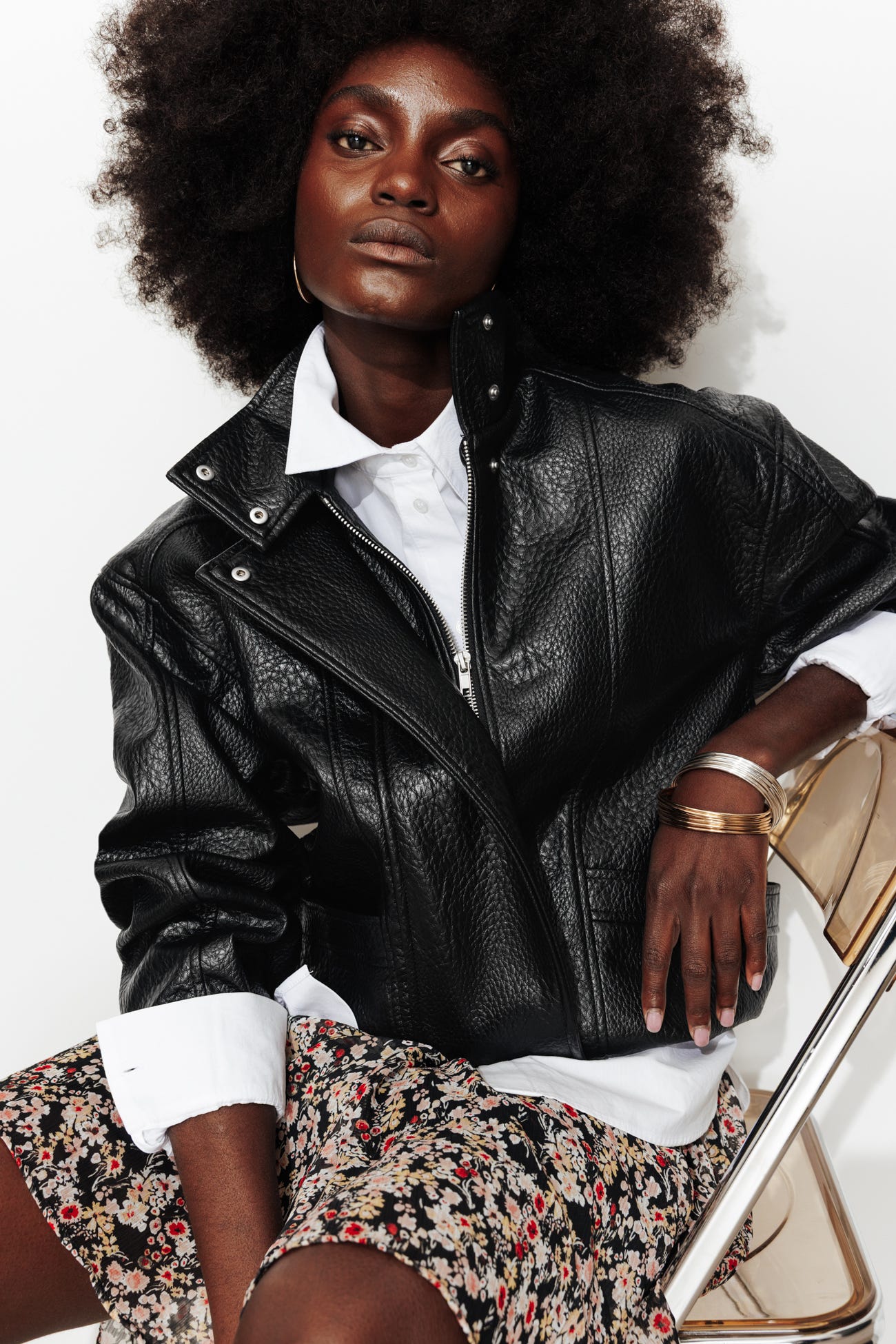 Blouson col montant en simili