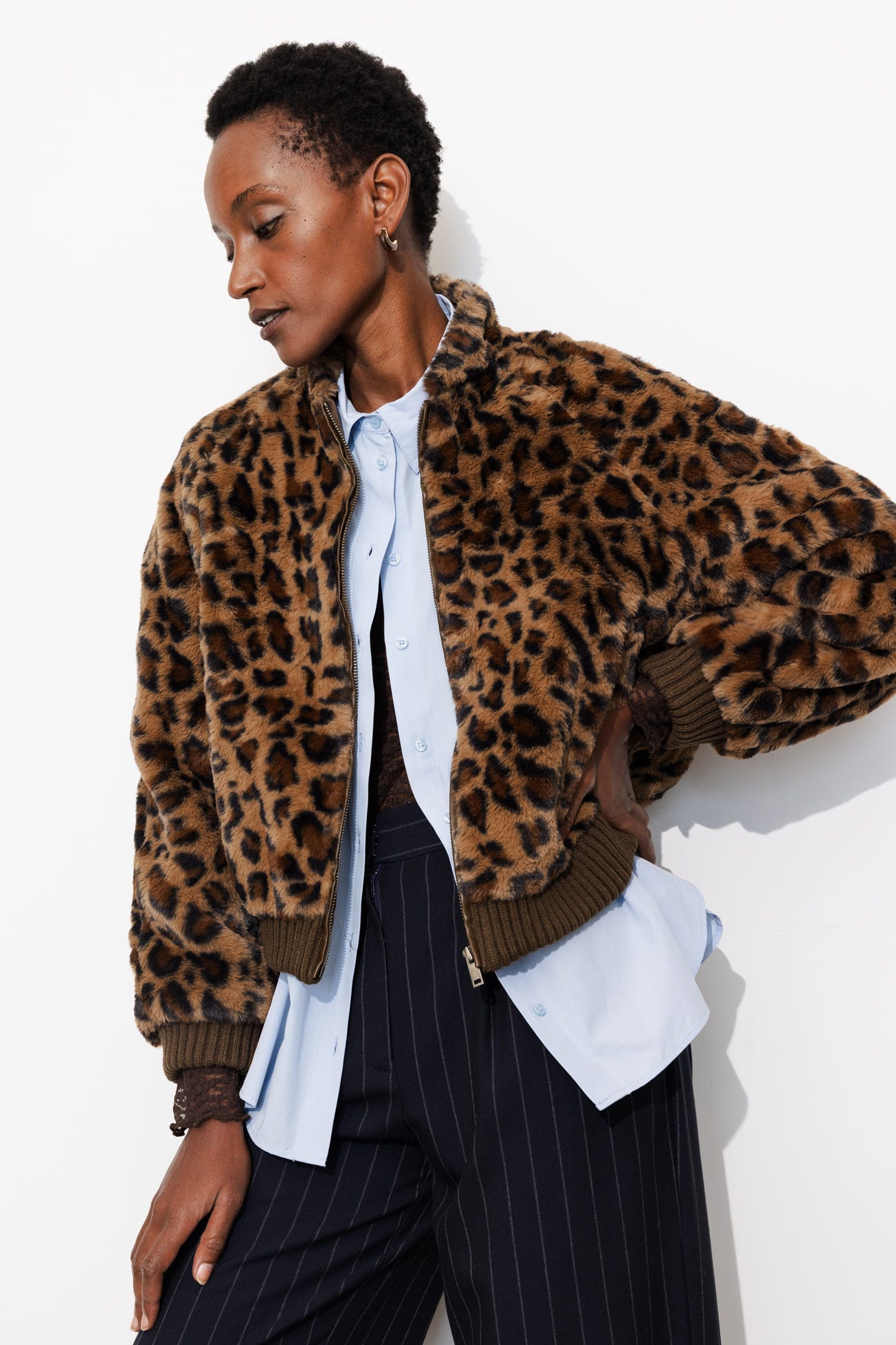 Blouson zippé en moumoute