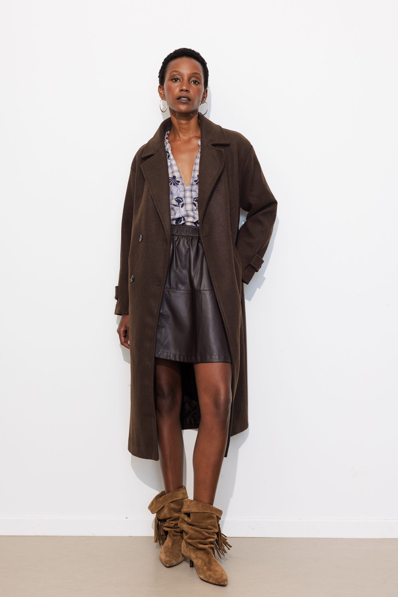 Long crossover coat