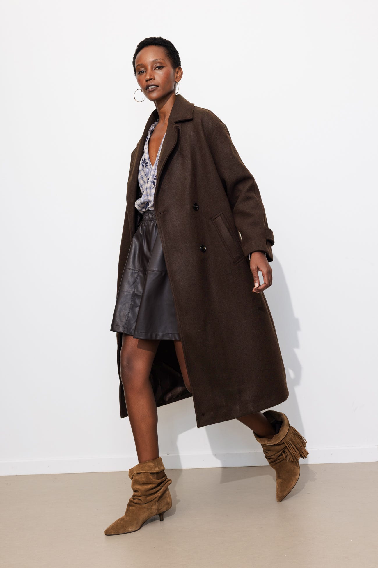Manteau long croisé Femme