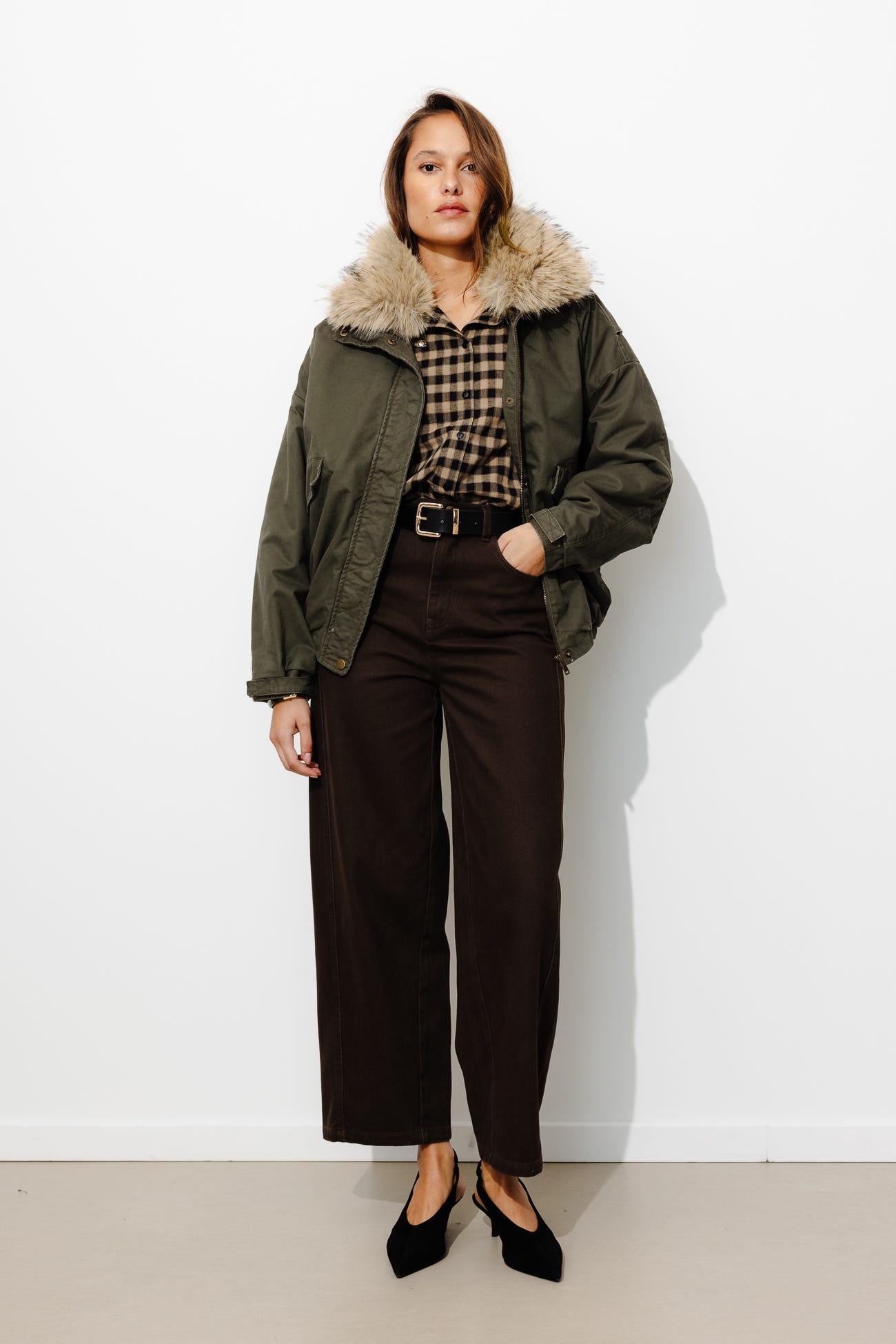Faux fur collar jacket