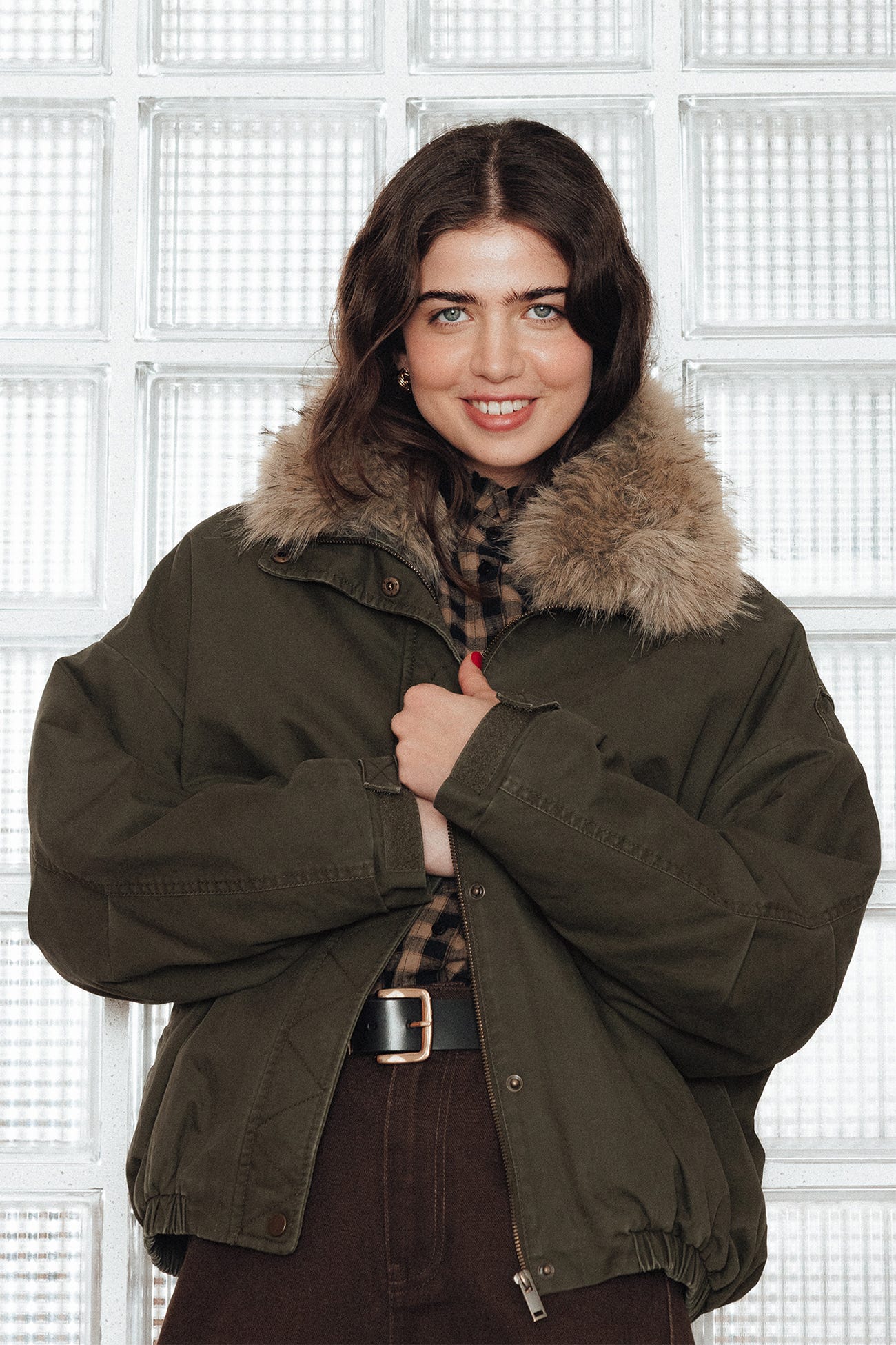 Blouson col fausse fourrure