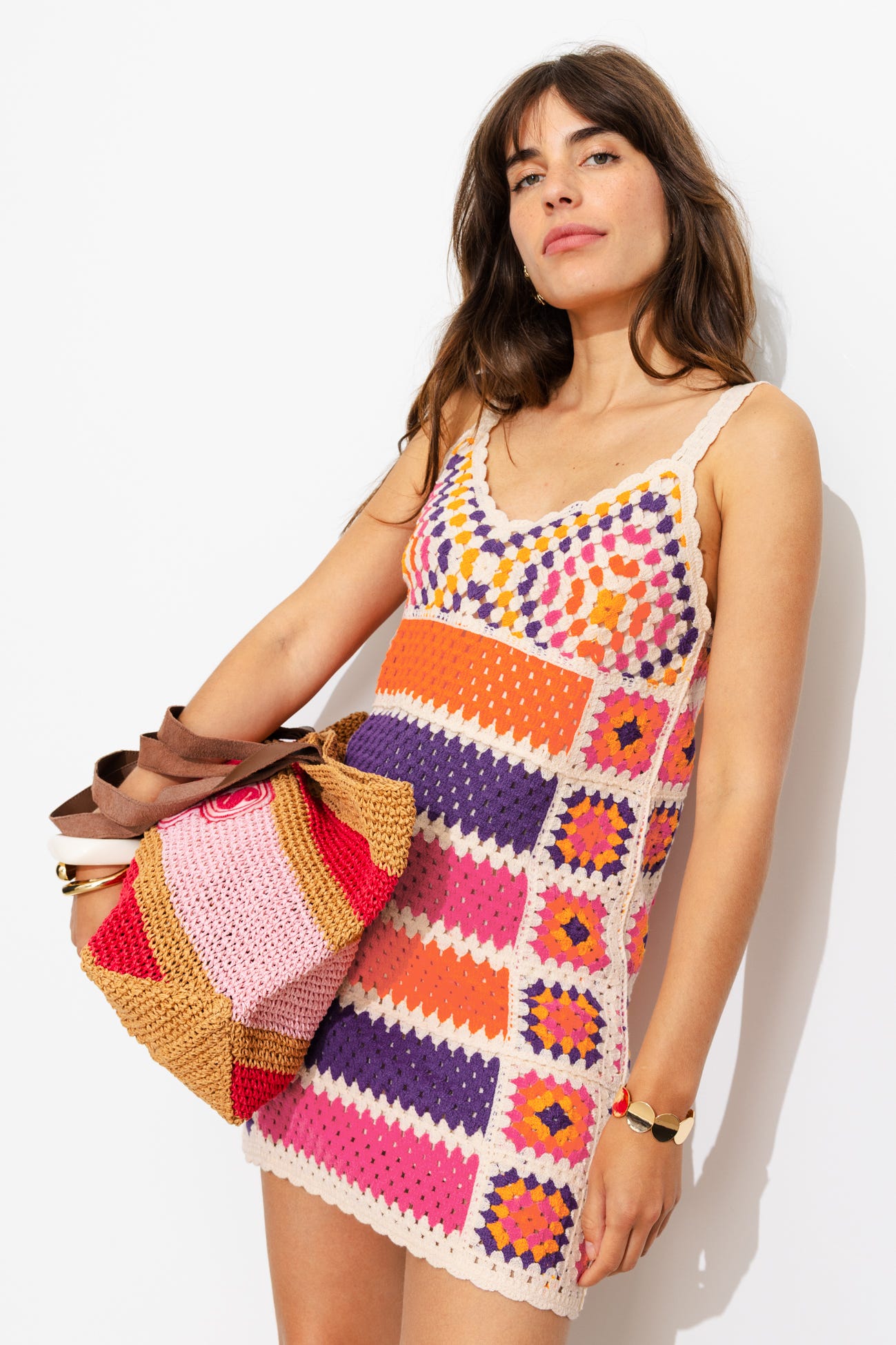 Robe courte en crochet Femme