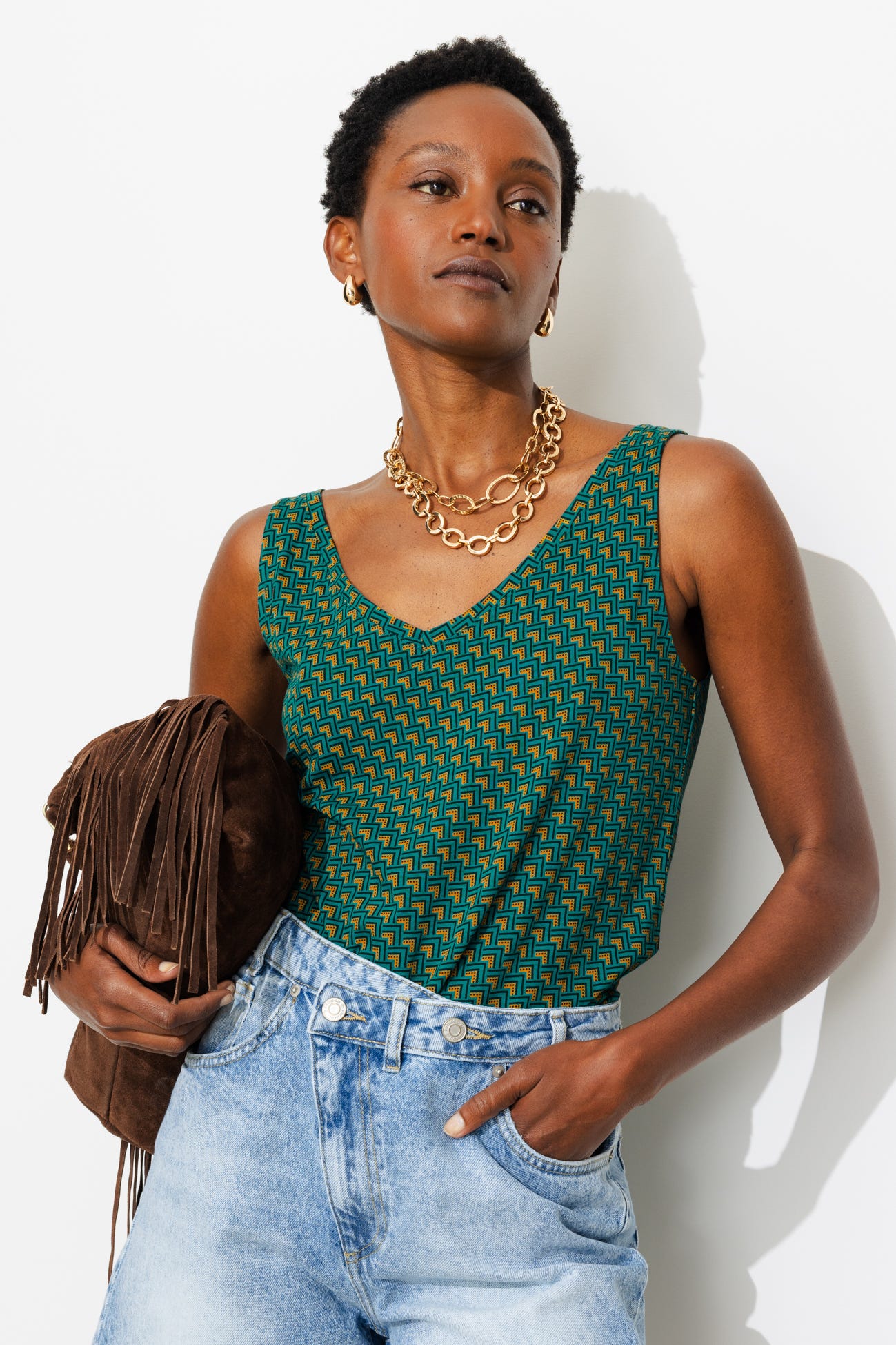 V-neck sleeveless top
