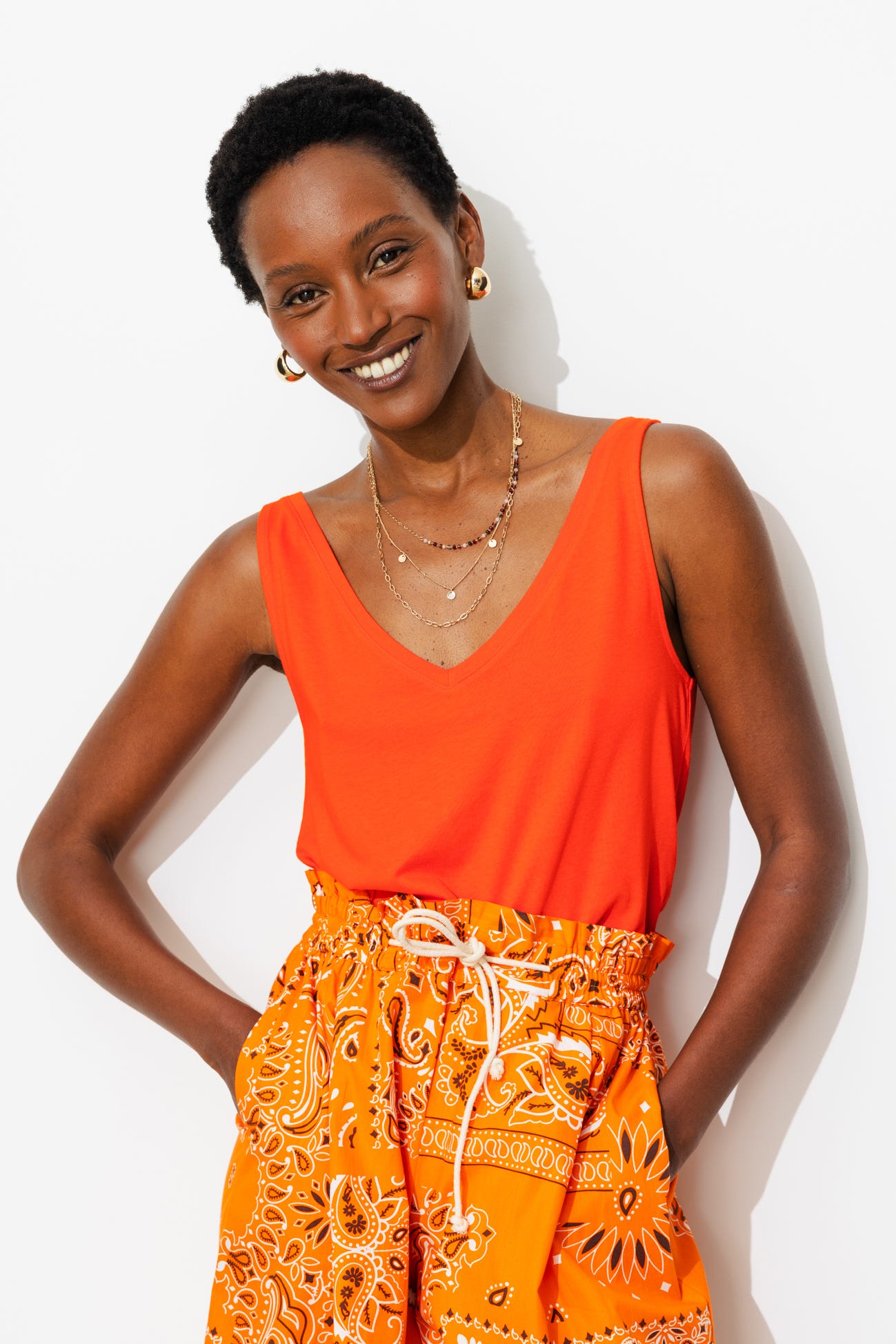V-neck sleeveless top