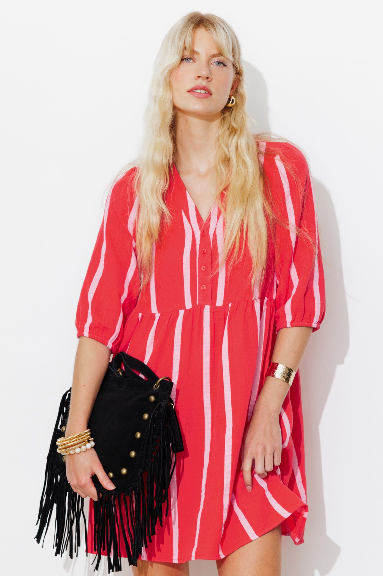 Vestido corto gasa de algodón