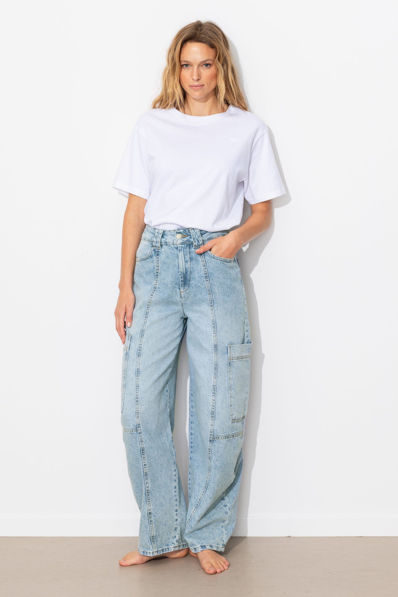 Jean balloon cargo Femme