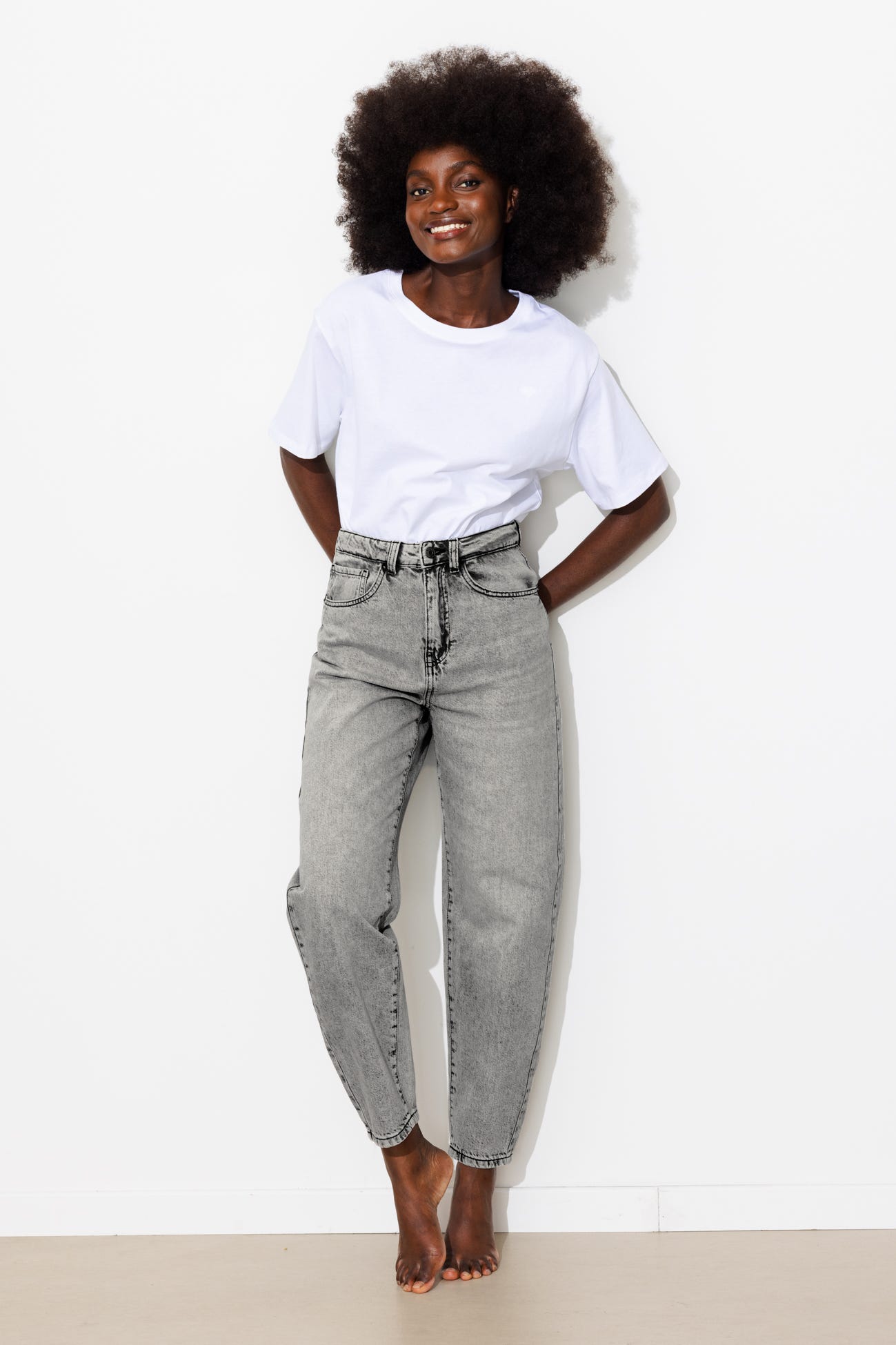 Jean balloon taille haute