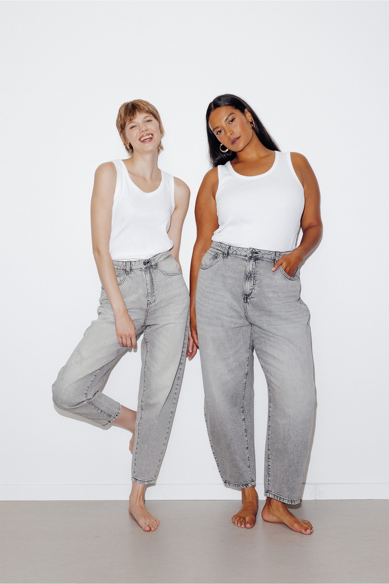 Jean balloon taille haute