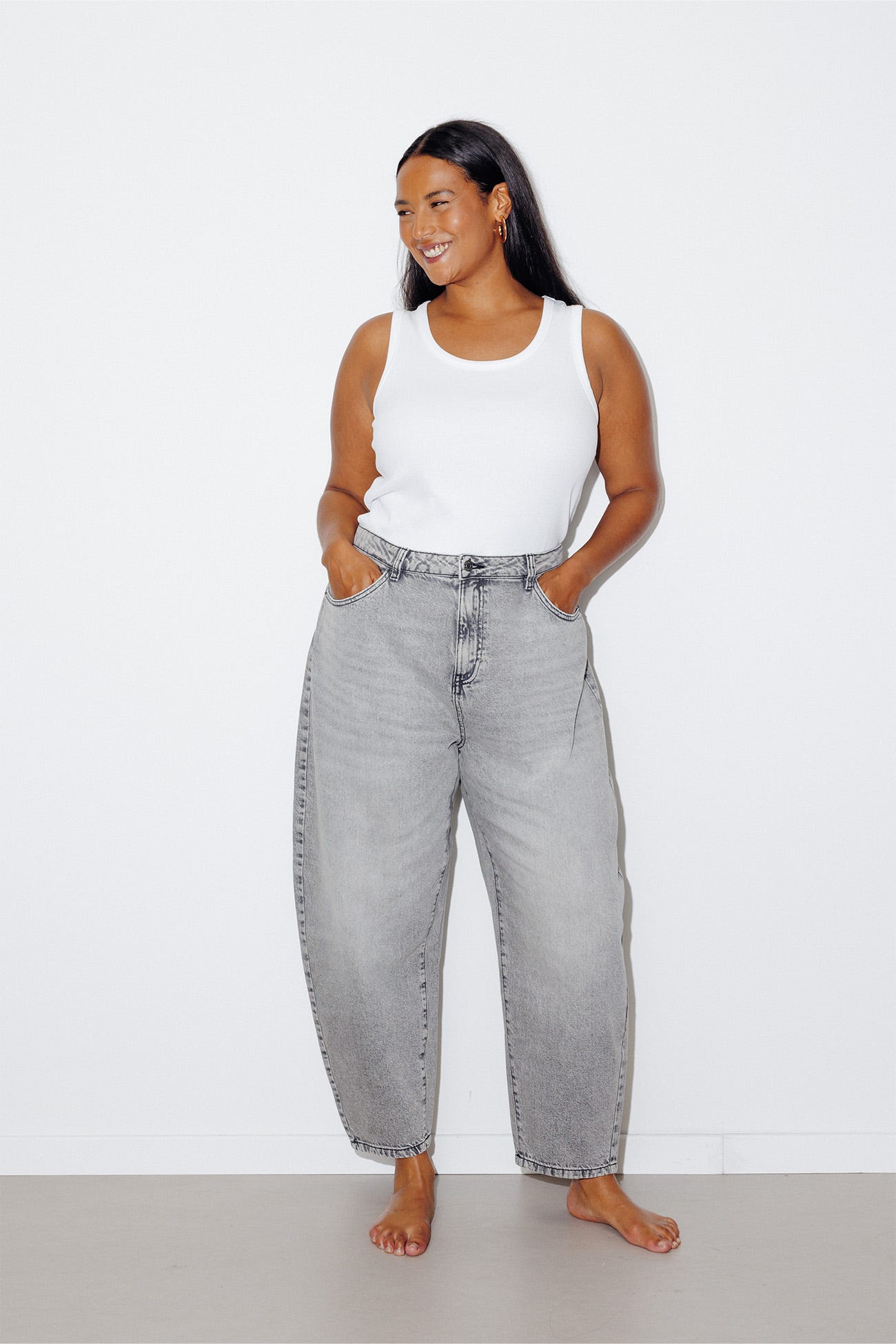 Jean balloon taille haute