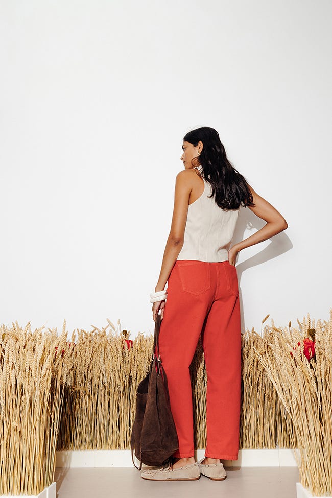 Pantalon barrel en toile Femme
