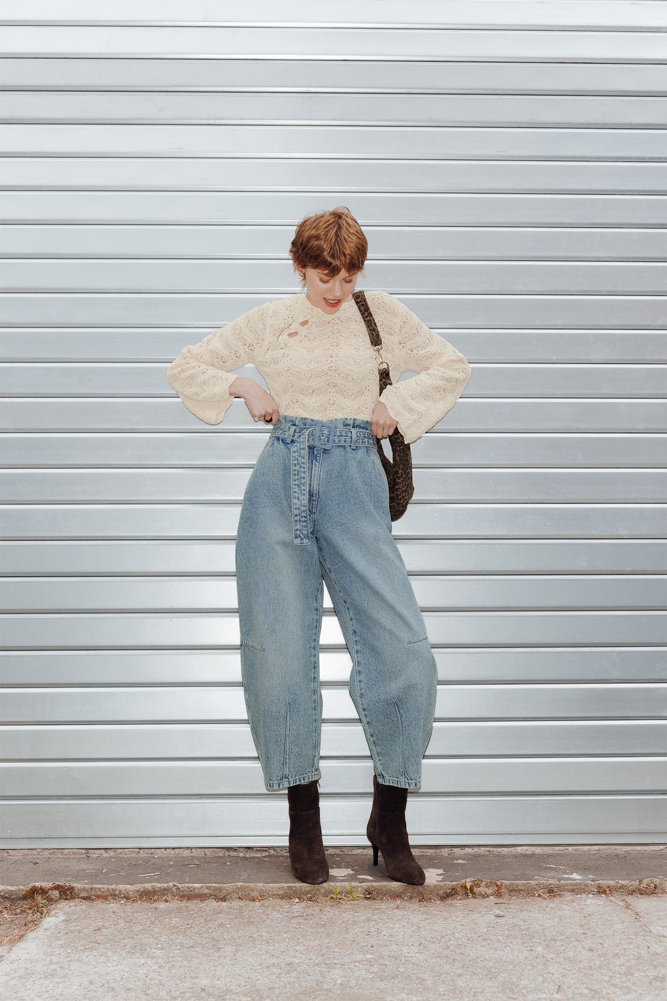 Jeansy typu paperbag