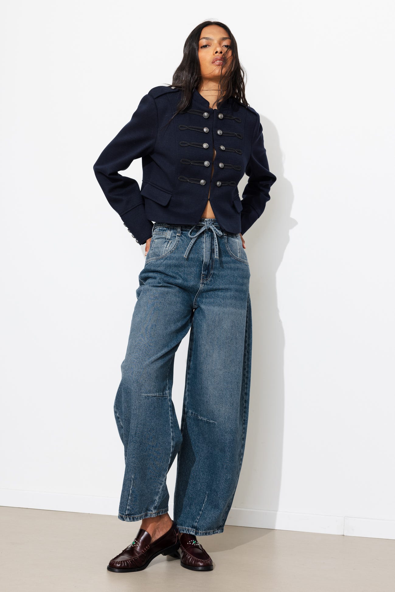 Jean balloon taille haute