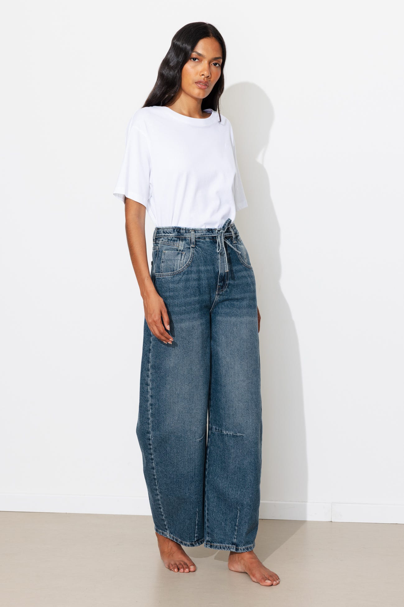 Jean balloon taille haute