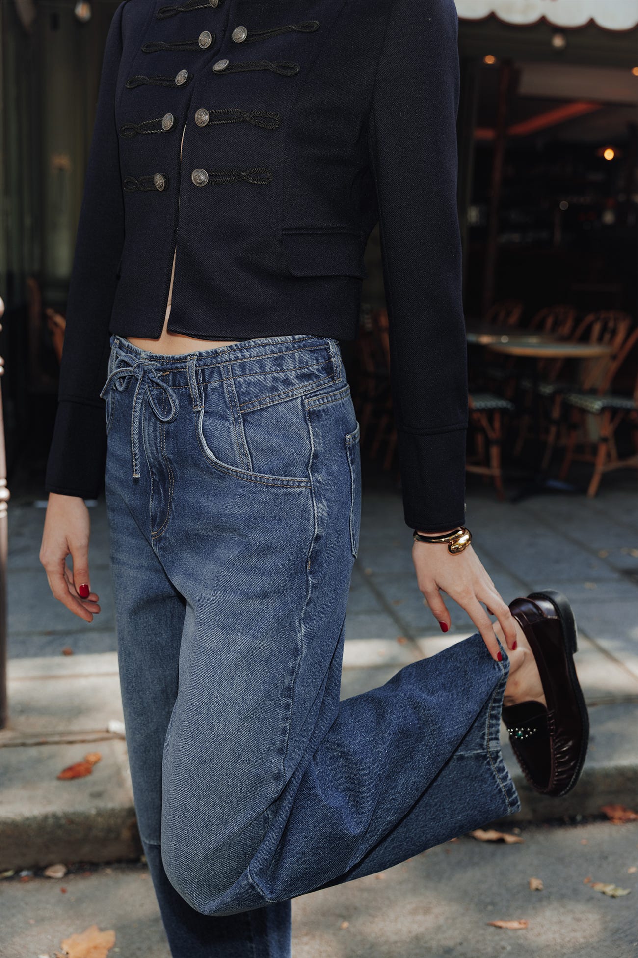 Jean balloon taille haute