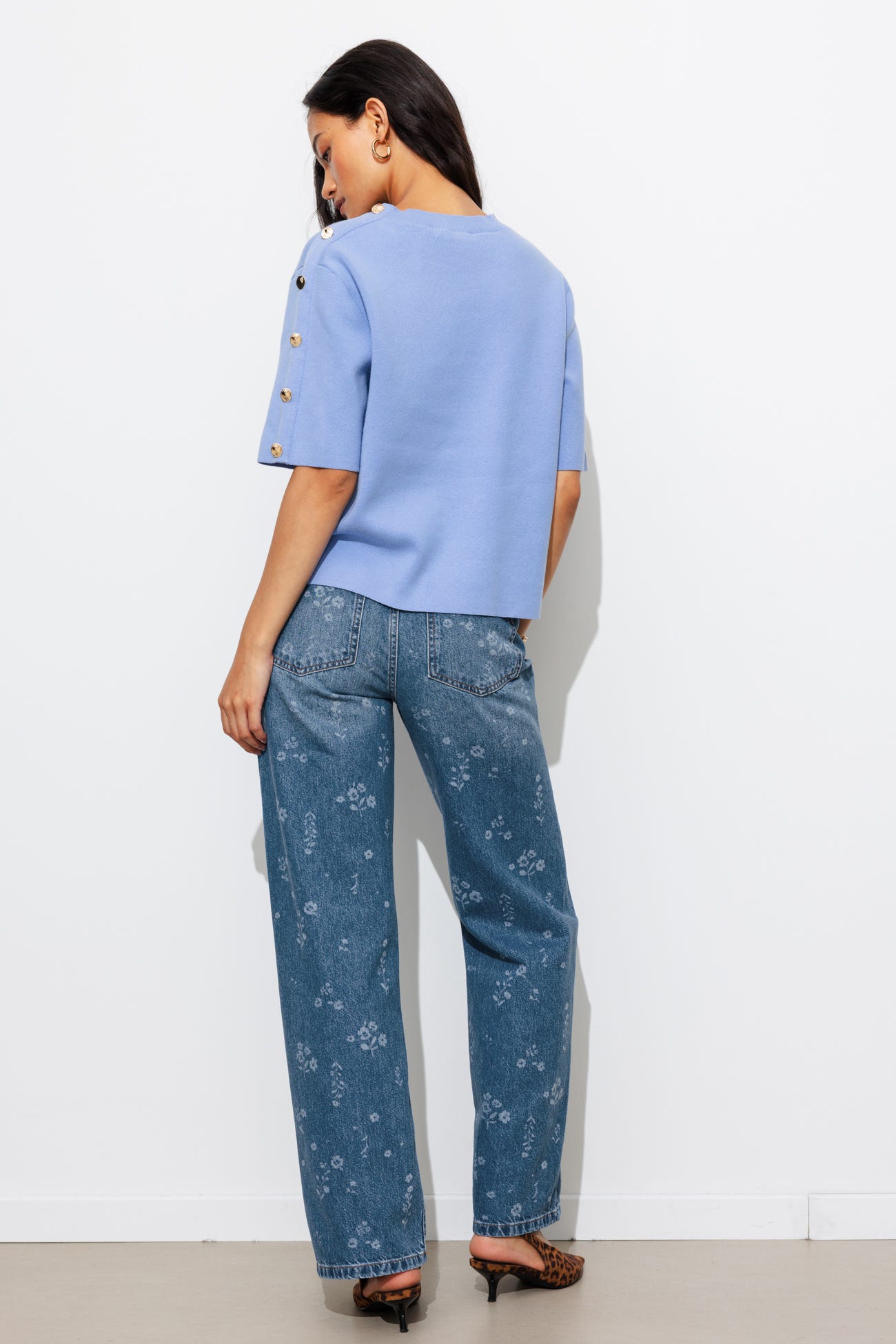BASILE jean droit motif laser