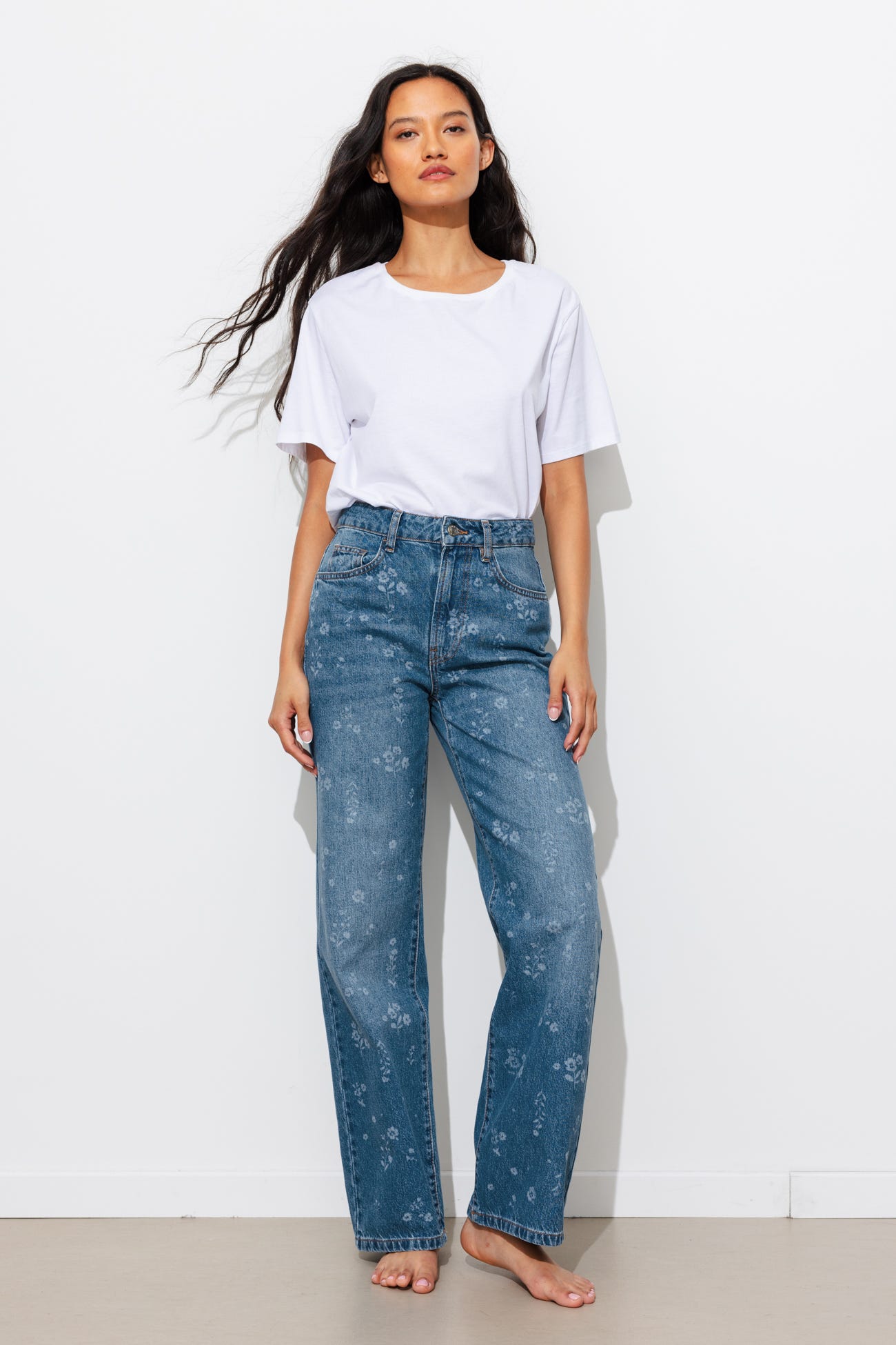 BASILE jean droit motif laser