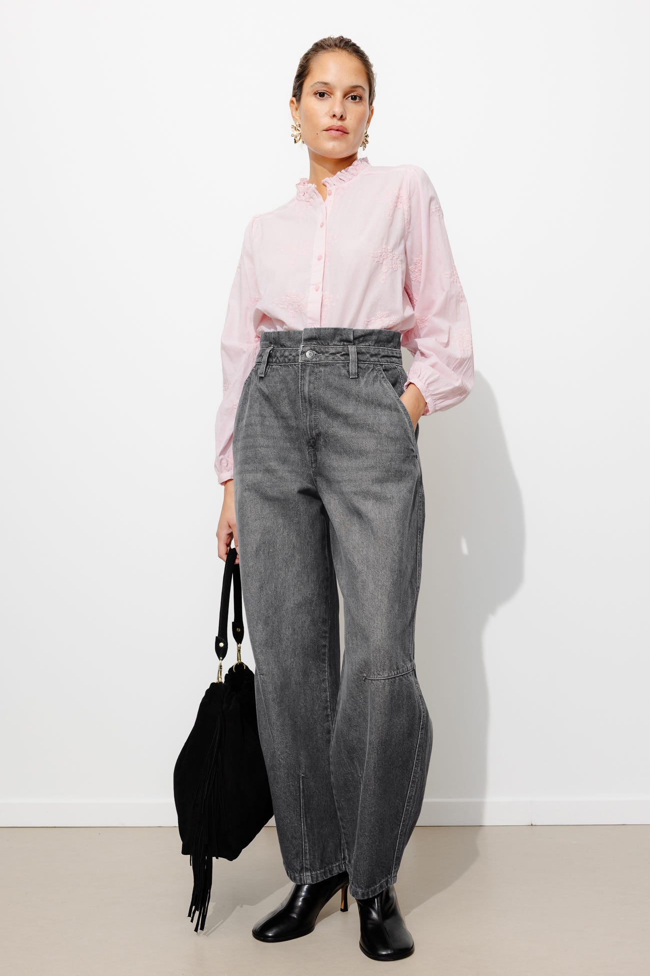 Jeans paperbag vita alta
