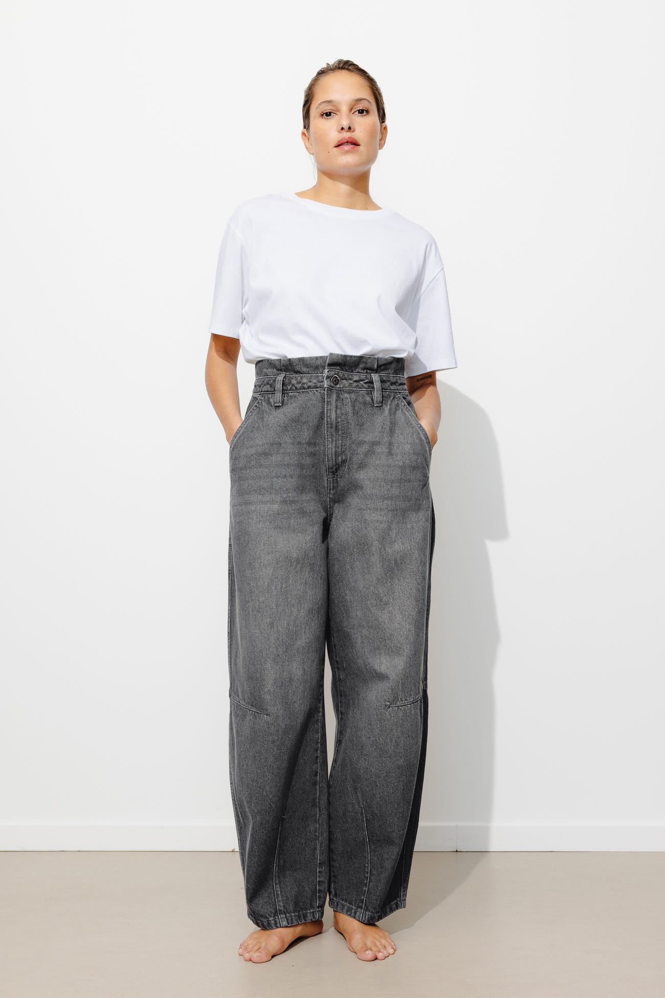 Jeans paperbag vita alta