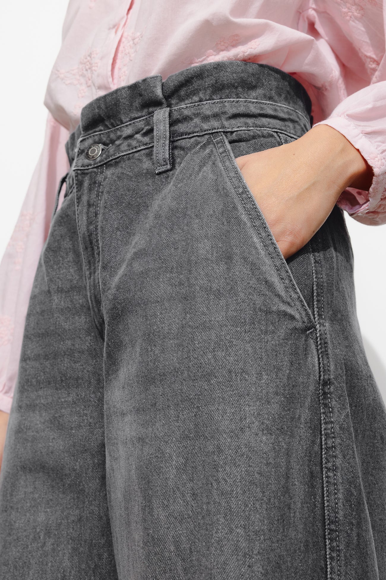 Jeans paperbag vita alta