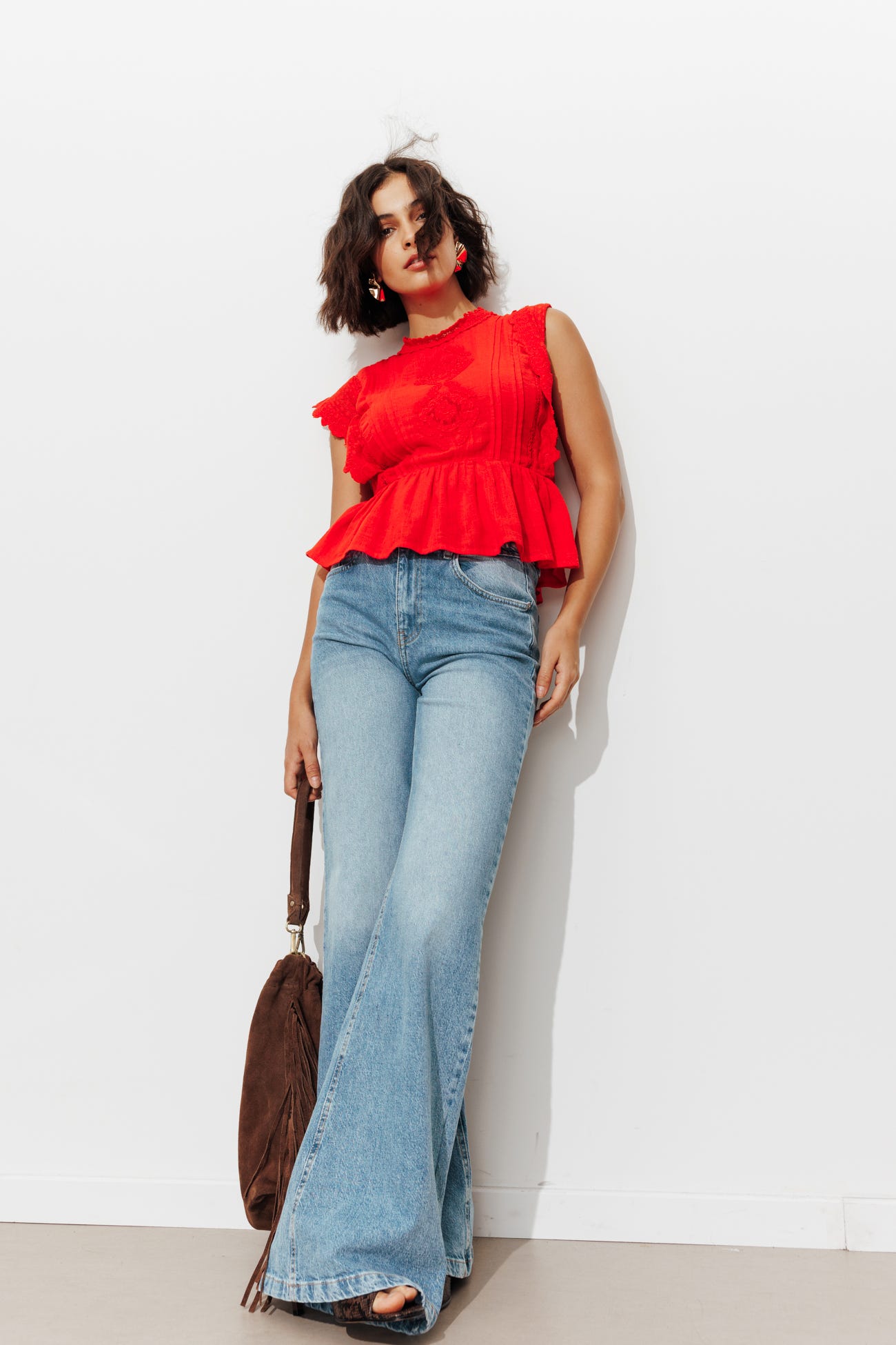 Jean flare délavé Femme