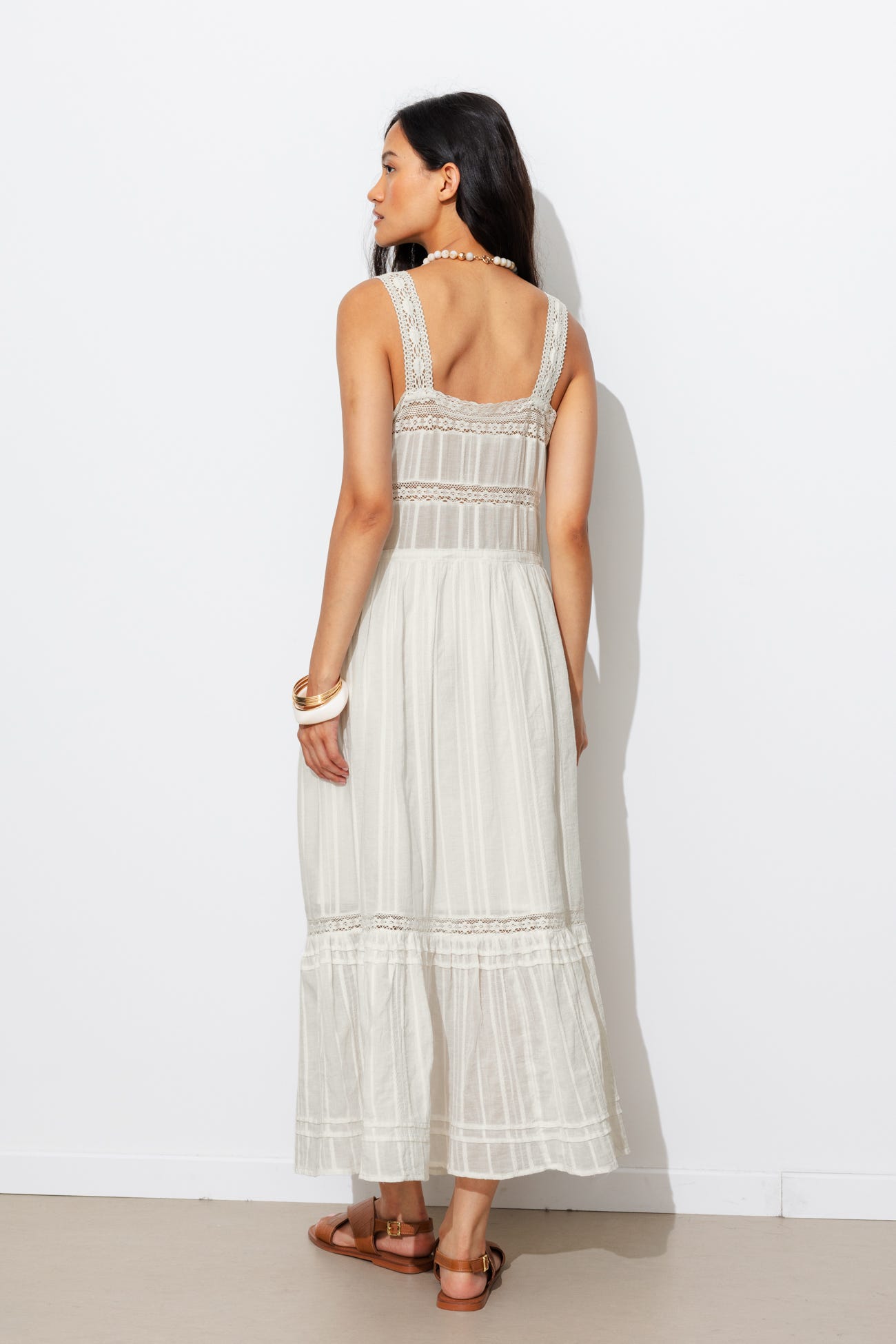 Robe midi en cotonnade brodée