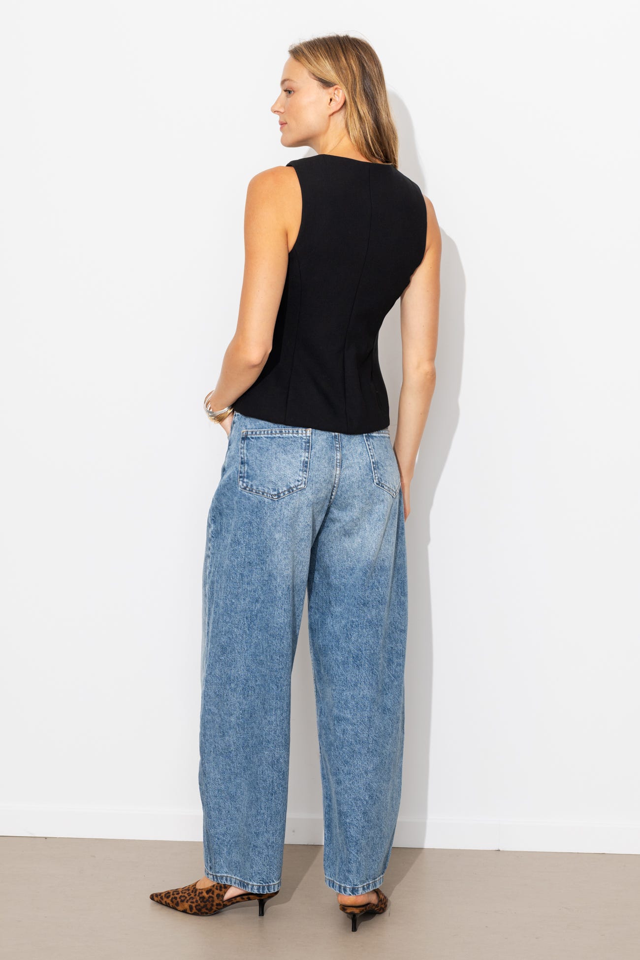 Jean balloon taille haute