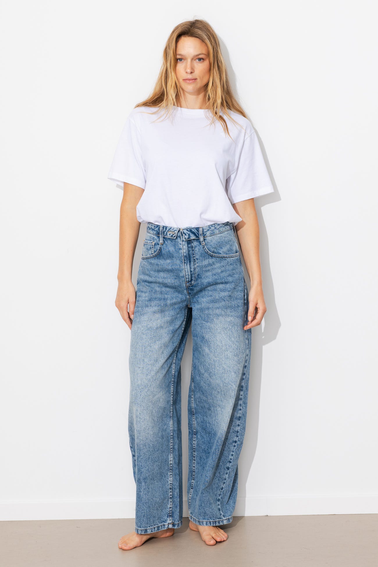 Jean balloon taille haute