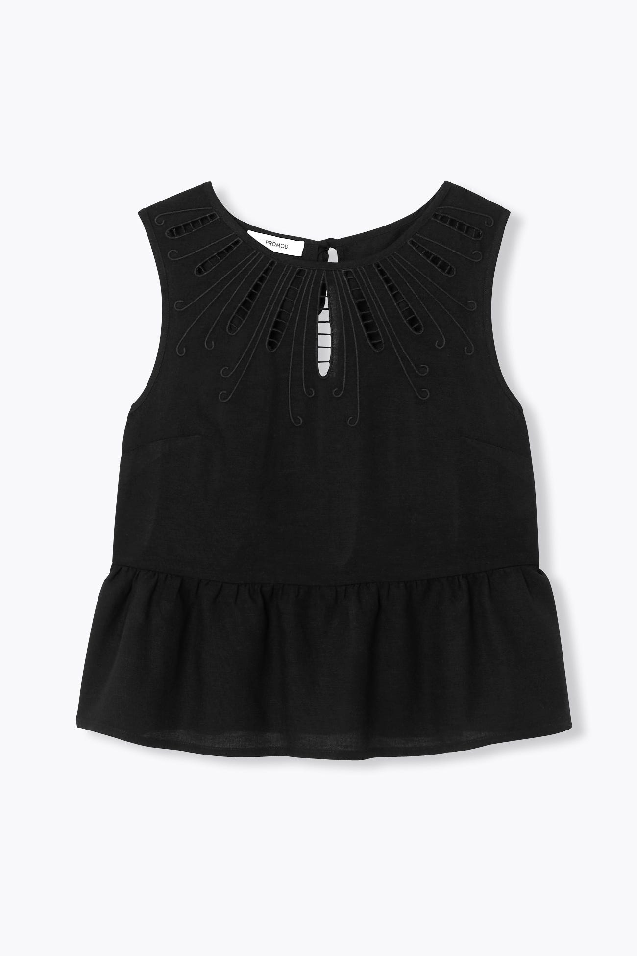 Blouse sans manches brodée