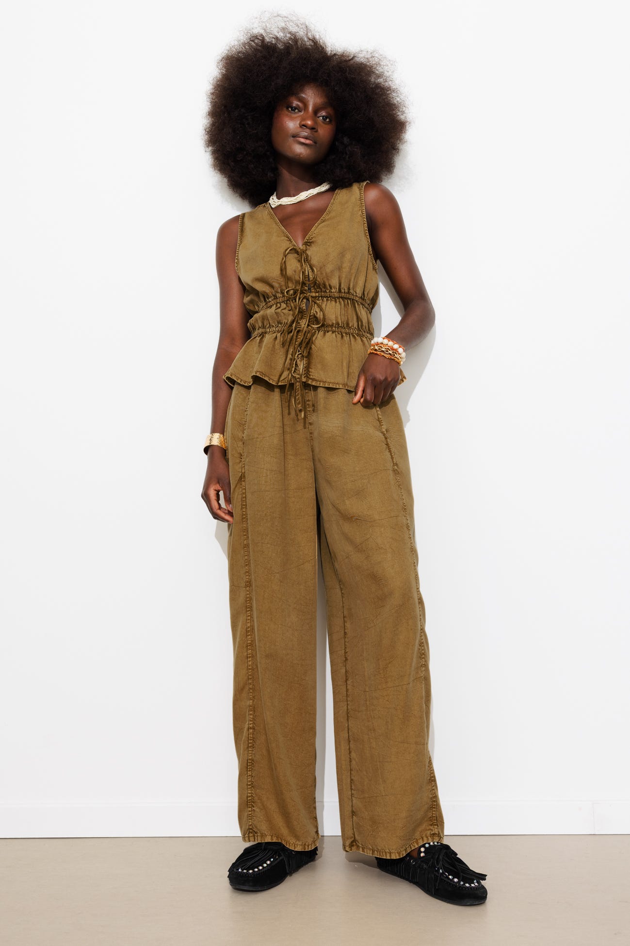 Pantalon large en lyocell