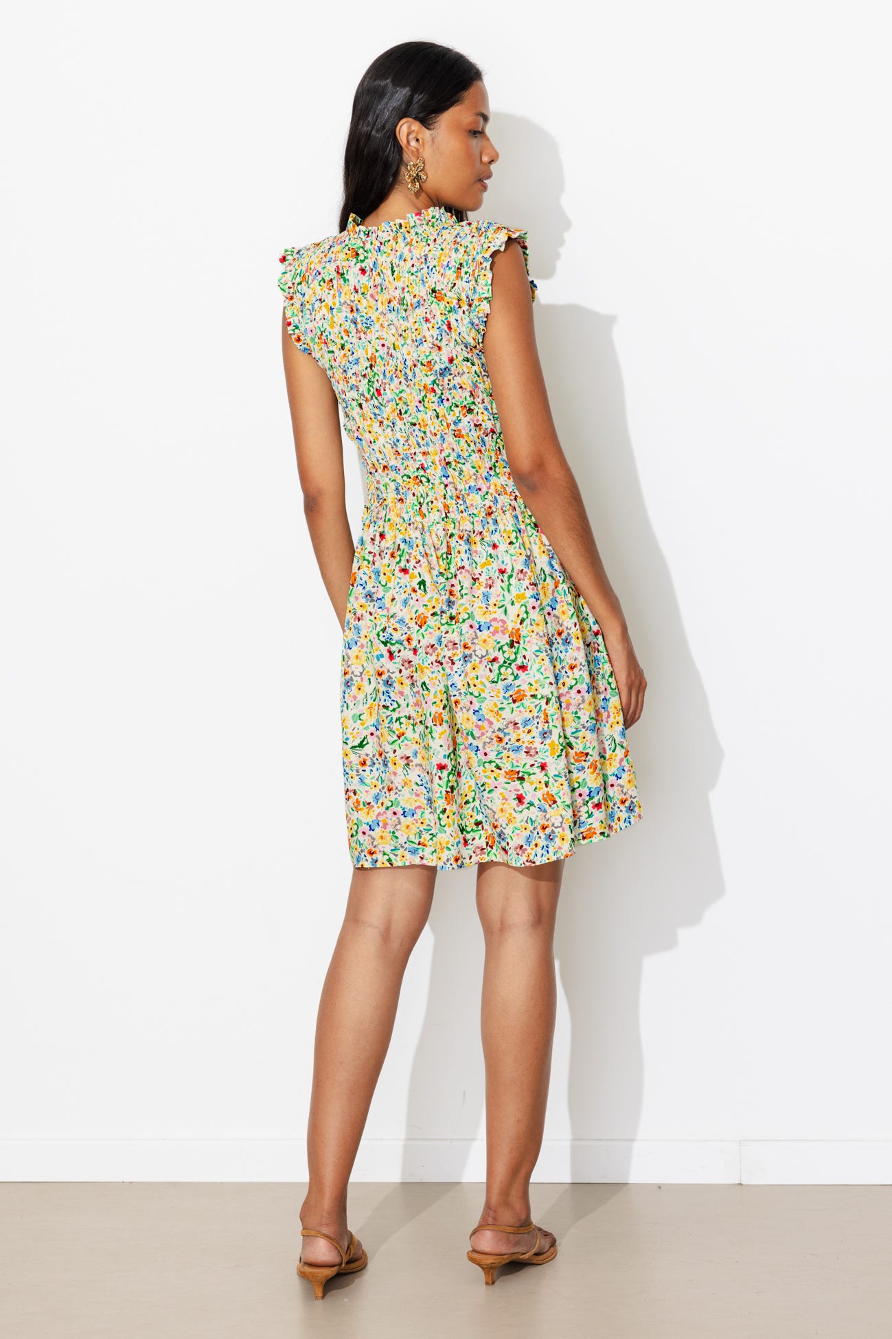 Robe courte à smocks Femme