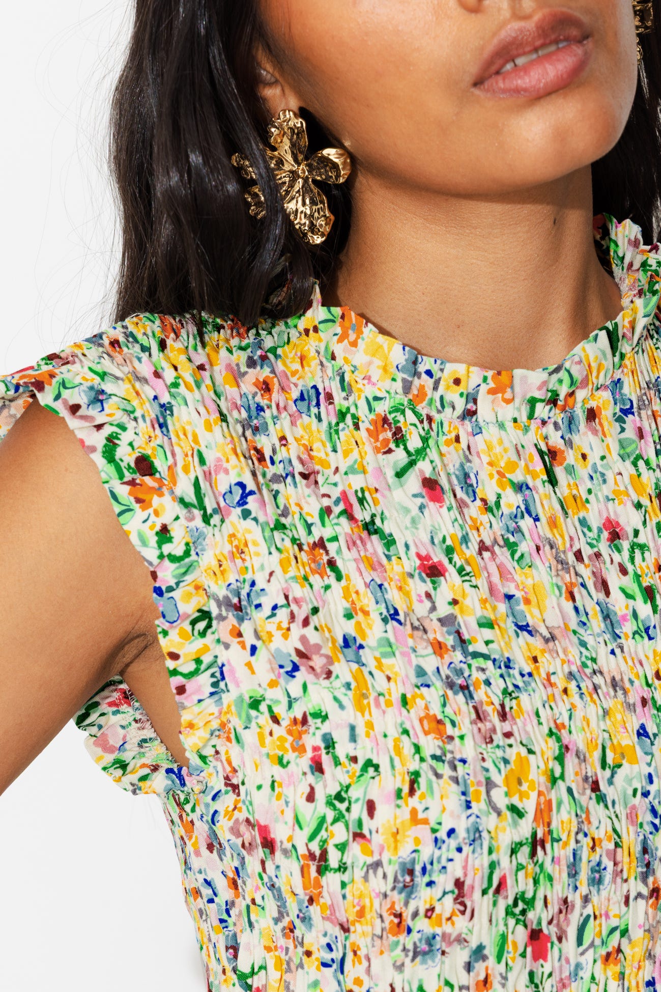 Robe courte à smocks Femme