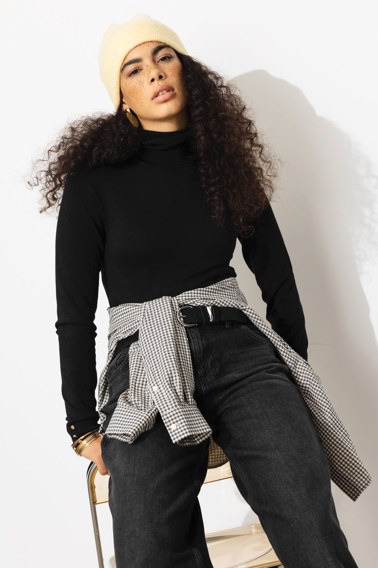 Pull fin col roulé Femme
