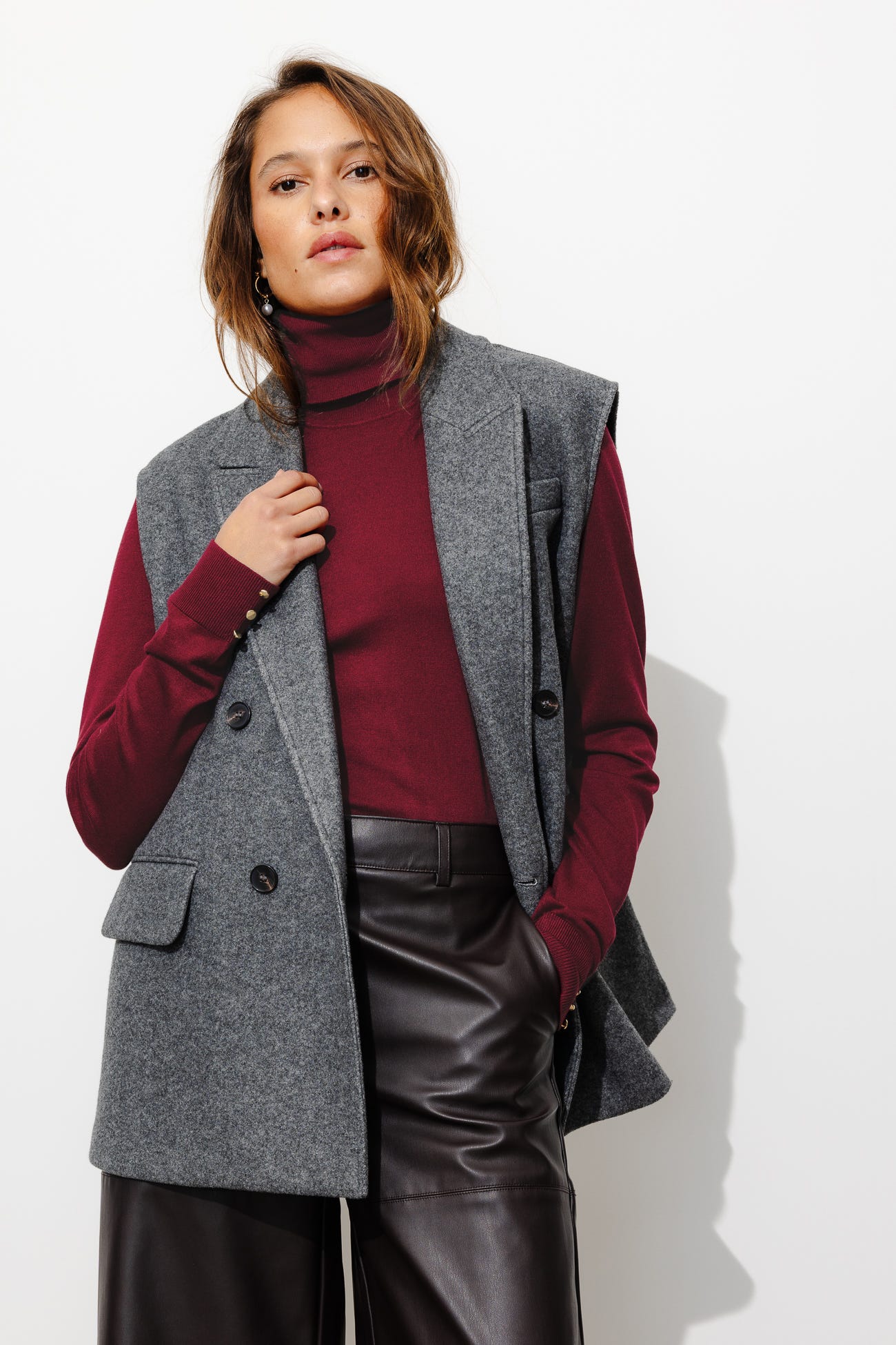 Pull fin col roulé Femme