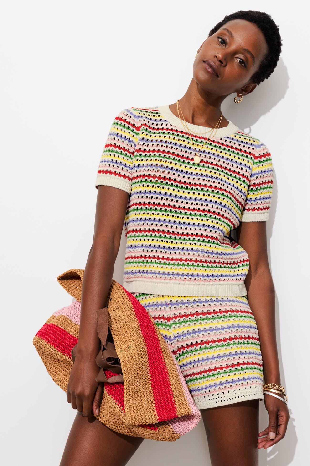 Pull rayé en crochet - S