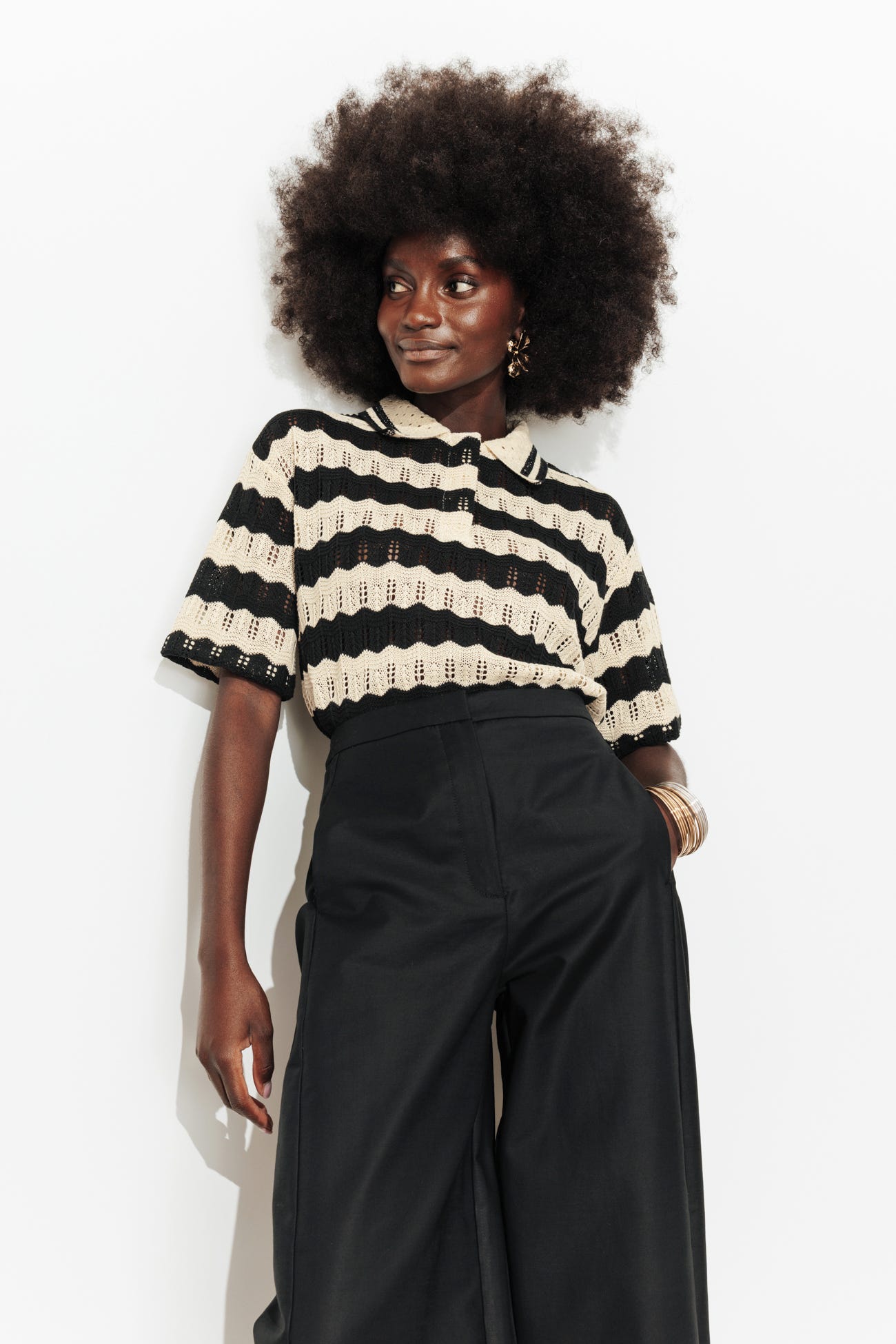 Pull polo marinière Femme