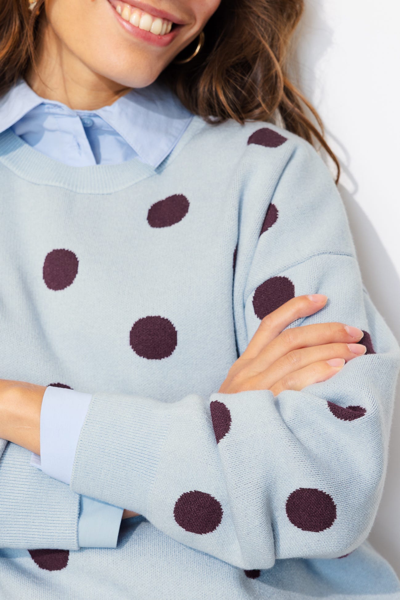 Pull à pois en maille compacte