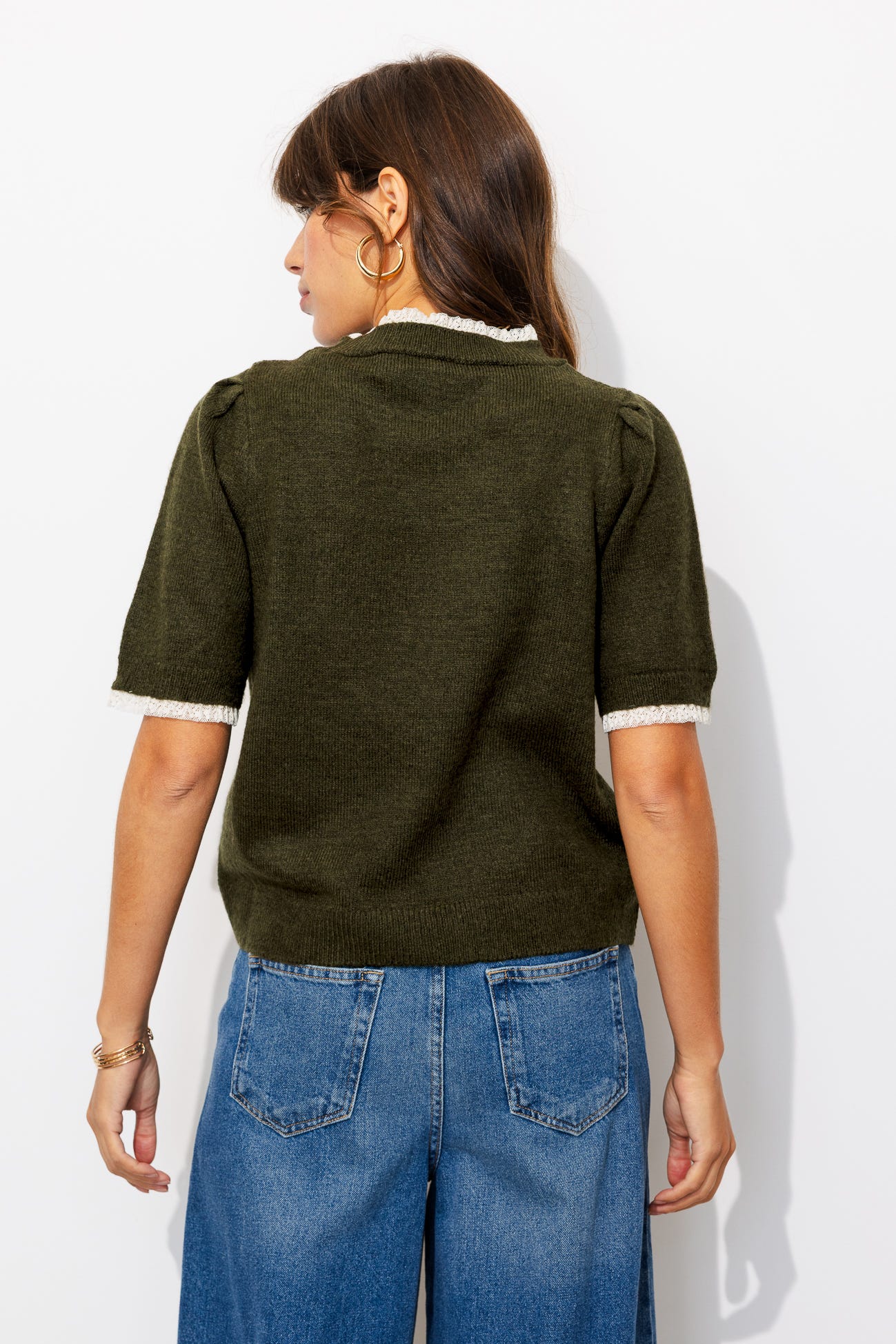Pull détail dentelle Femme
