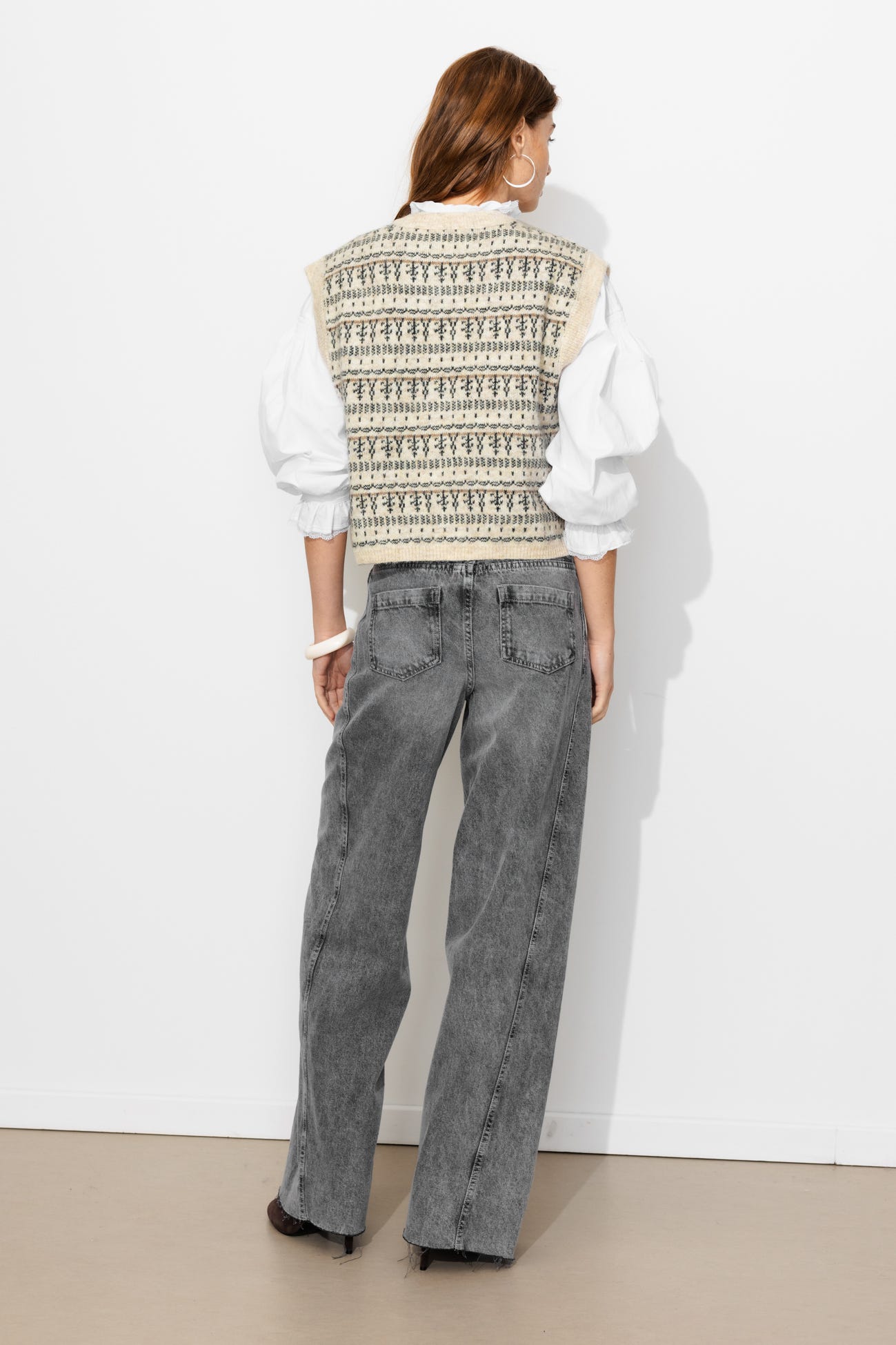 Cardigan sans manches jacquard