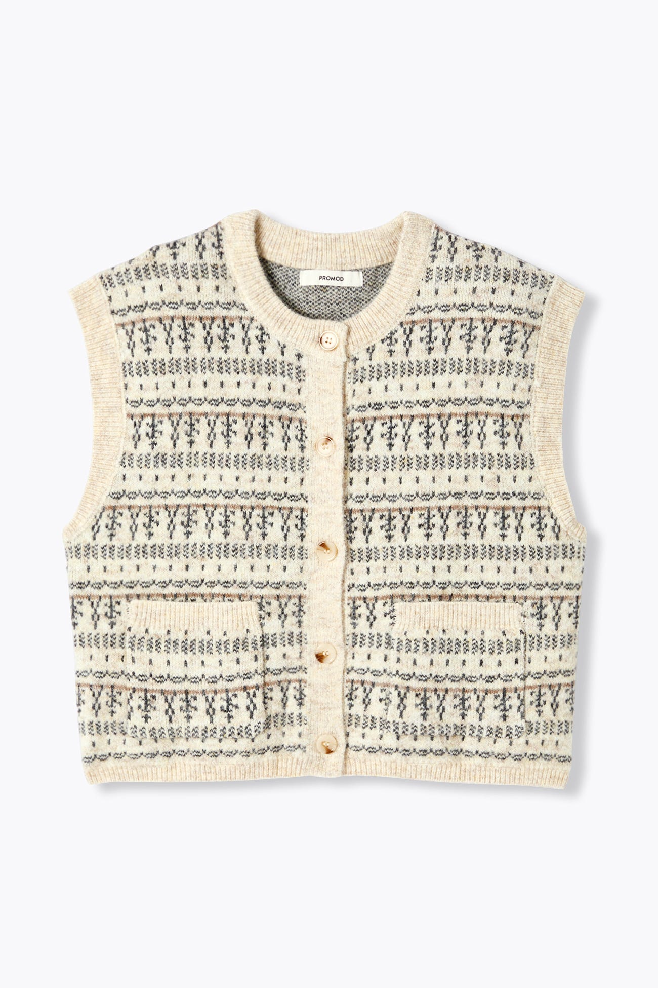 Cardigan sans manches jacquard