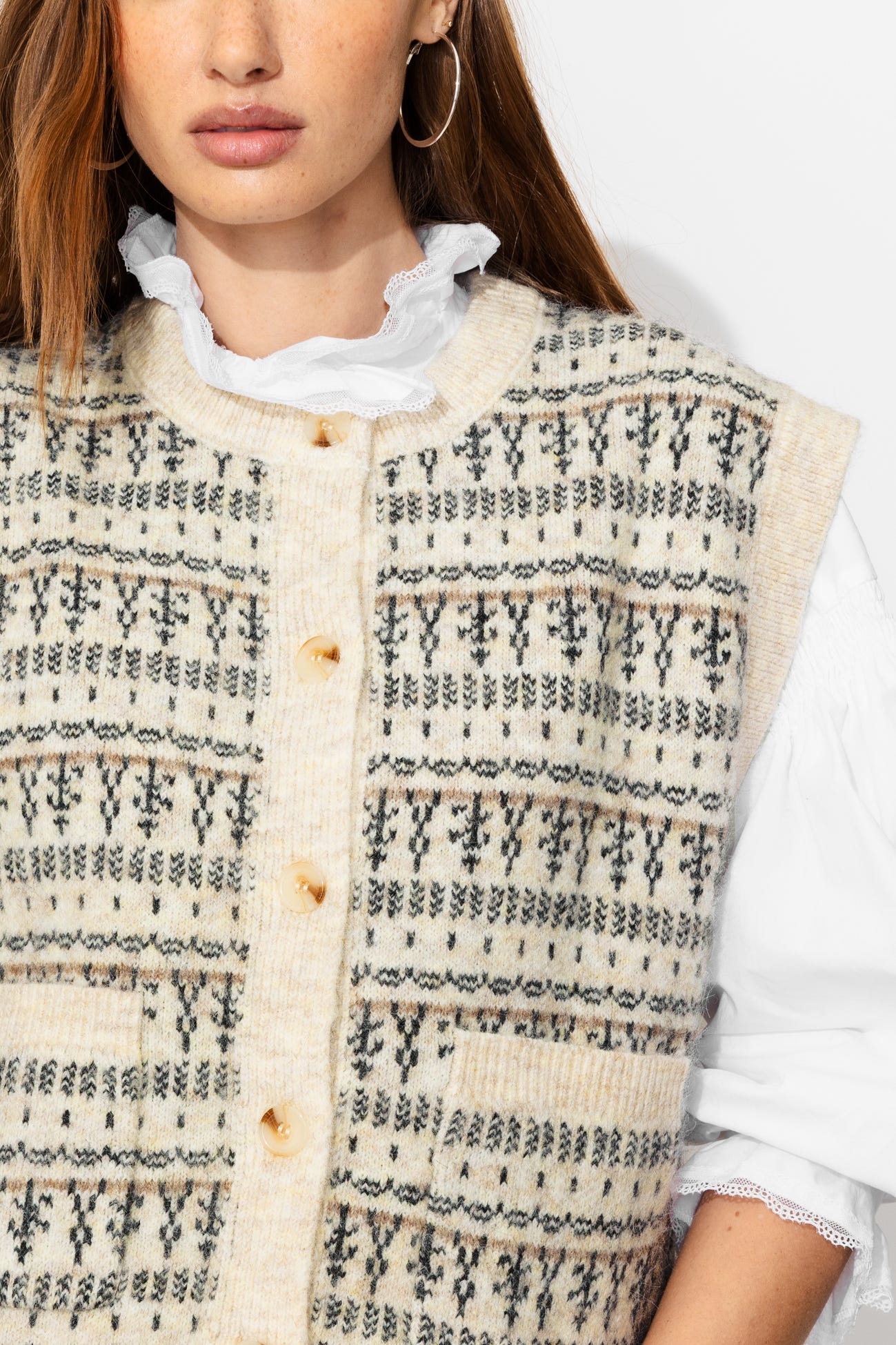 Cardigan sans manches jacquard