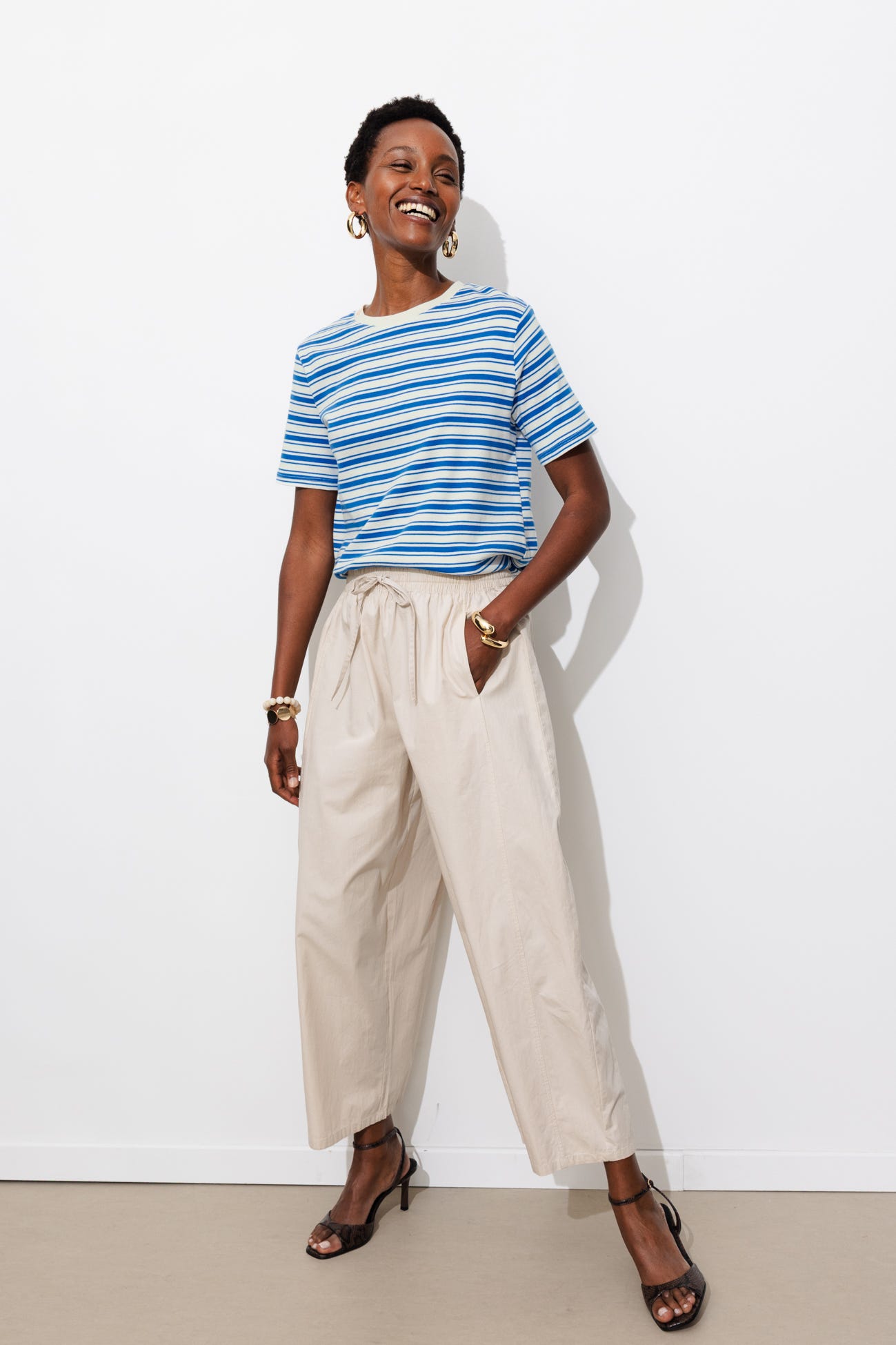 T-shirt rayé en jersey Femme