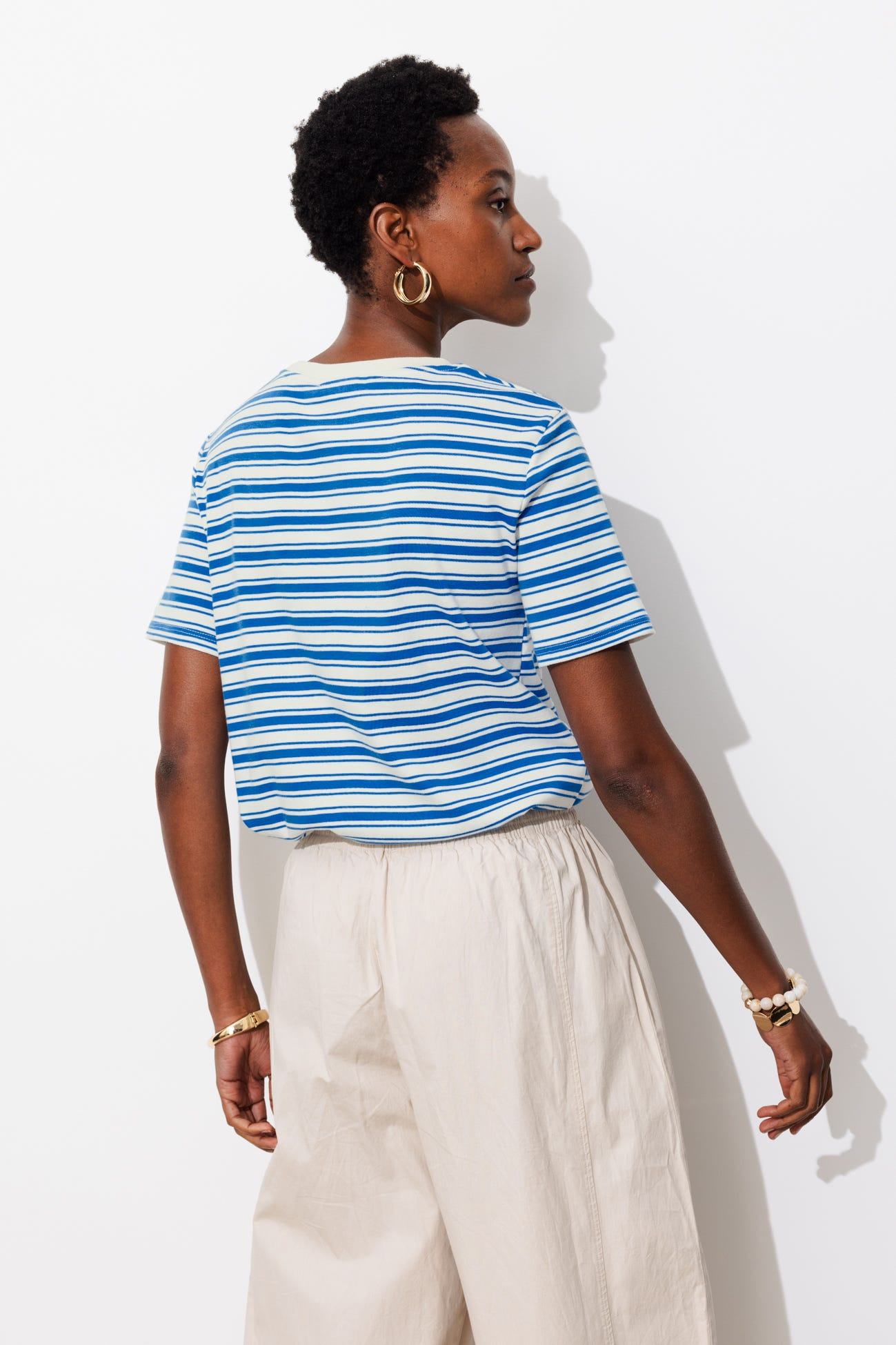 T-shirt rayé en jersey Femme