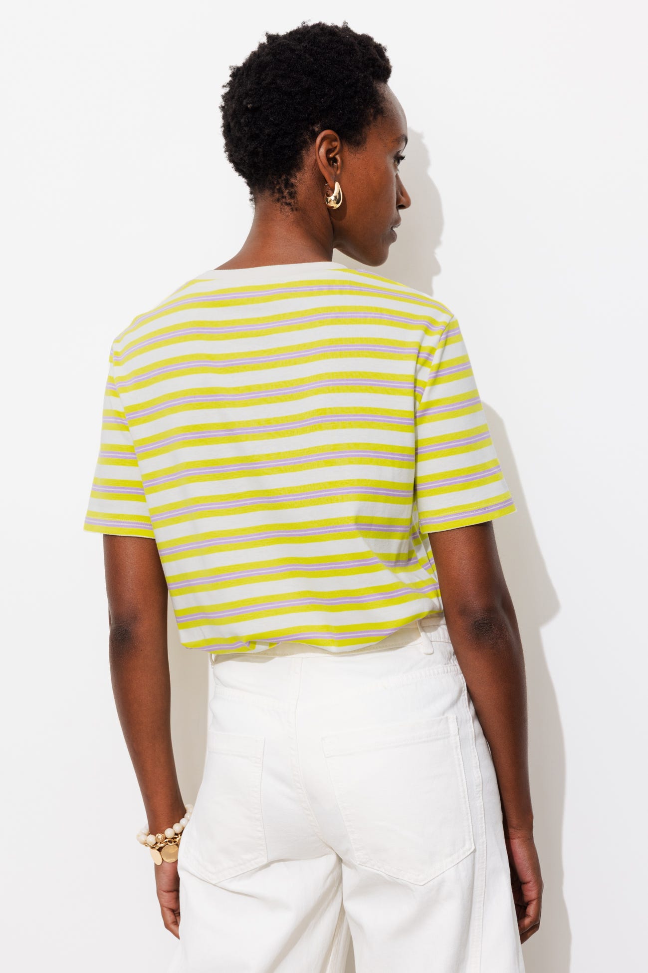 T-shirt rayé en jersey Femme