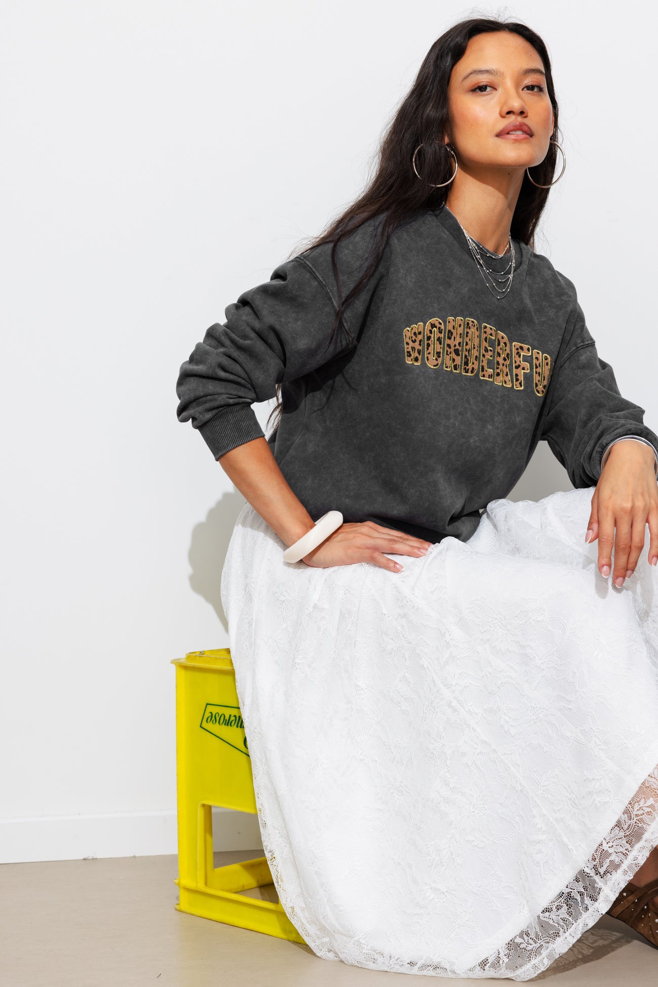 Sweat-shirt message wonderful - S