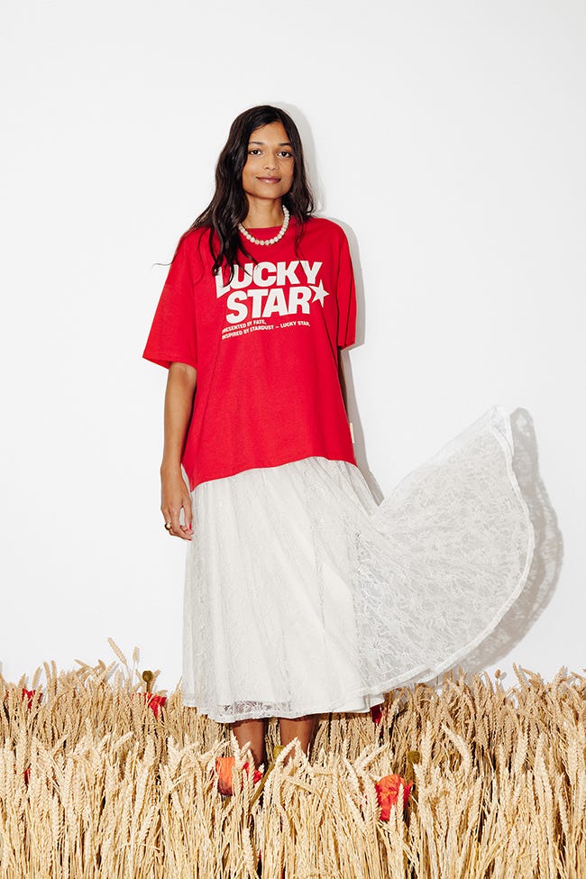 Lucky star slogan t-shirt