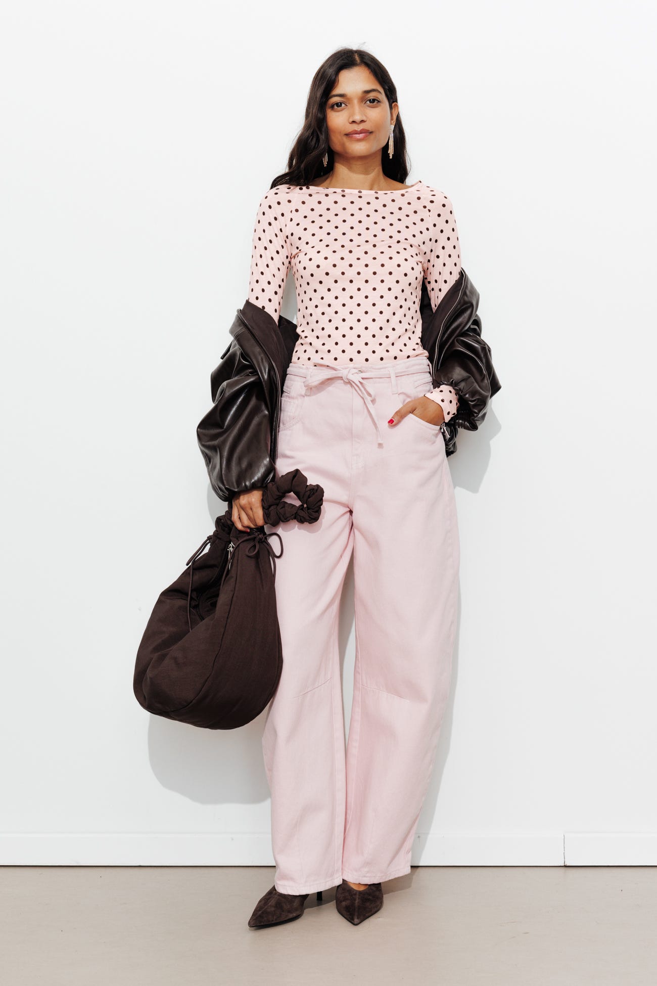 Long-sleeved dotted-shirt