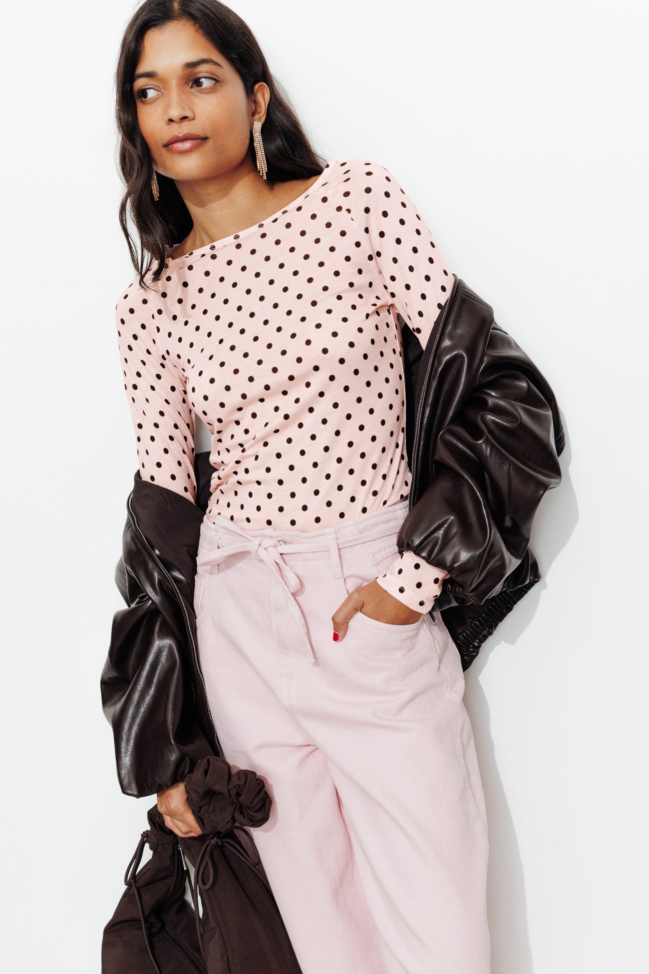 Long-sleeved dotted-shirt